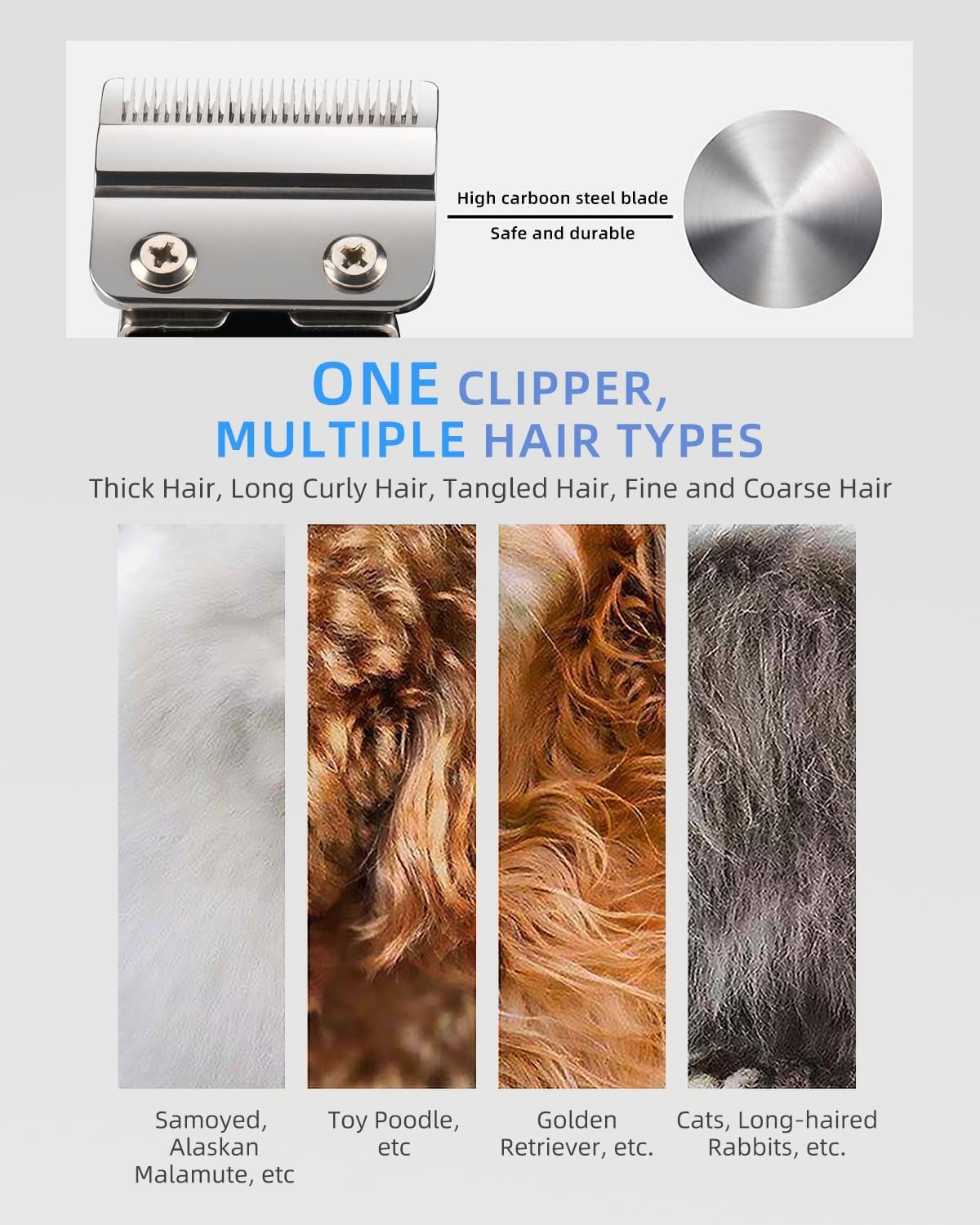 E-Hunter Professional Dog Grooming Clippers Kit, 24V High Power for Thick Coats, Quiet Dog Clippers with 10 Metal Guard Combs & Brush, Ideal Dog Hair Remover for Cats and Pets - Image 5