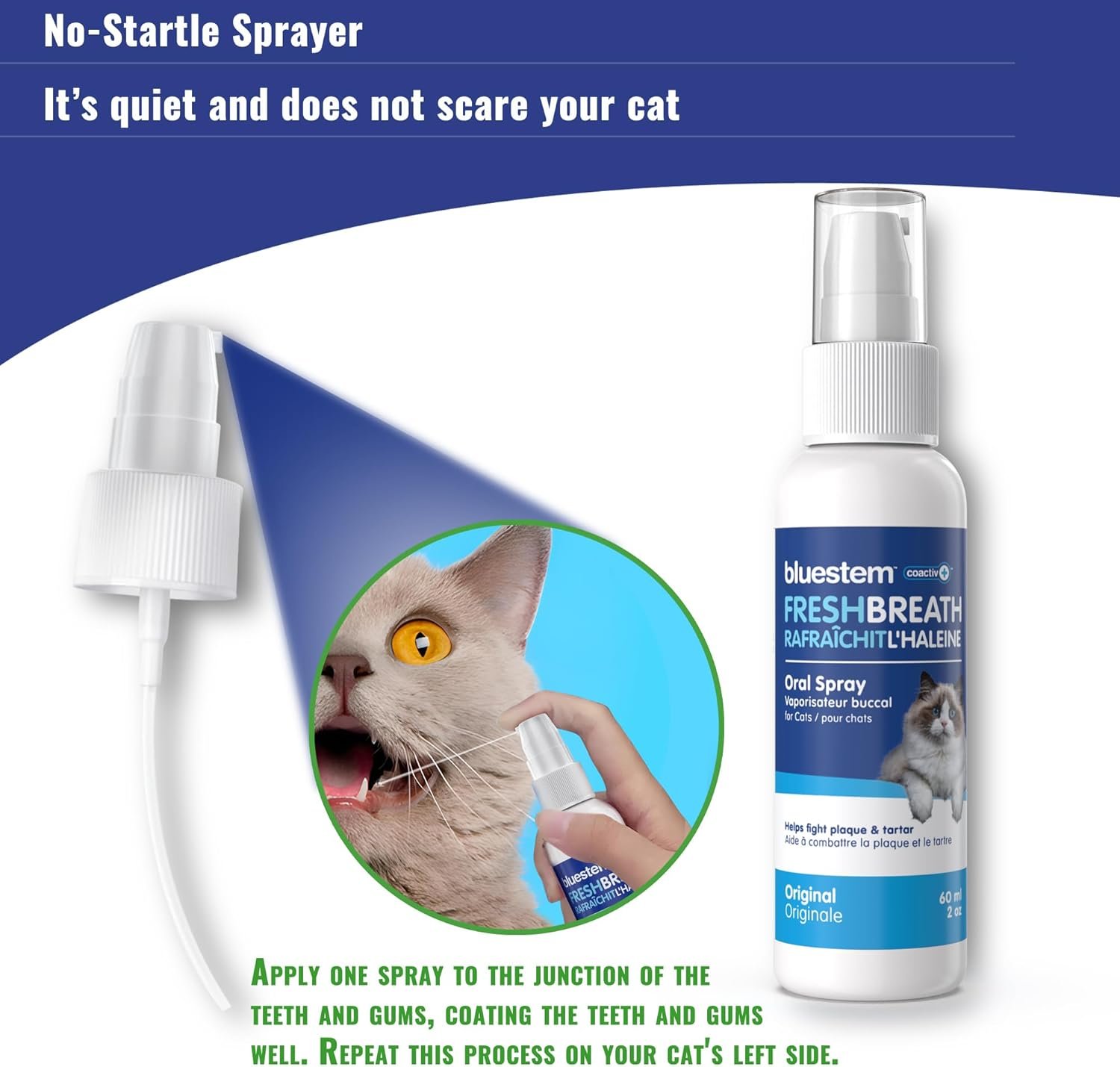 Cat Oral Spray Breath Freshener: Pet Dental Teeth and Mouth Cleaning Spray That Treats All Cats Bad Breath Smell When Breathing. Tooth Tartar, Plaque Cleaner Remedy. Small Mint Flavor Remover for Pets - Image 7