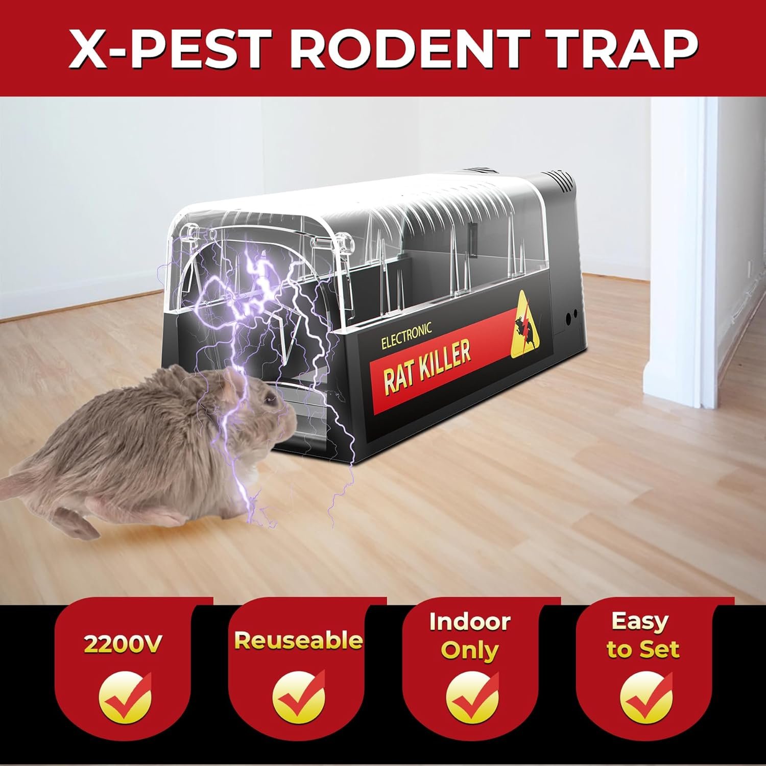 Electronic Rat Trap Mouse Zapper for Homes, Fast Kill, Reusable Electric Mouse Trap for Indoor Use, No Touch No See, Rat & Mouse Traps - Image 3