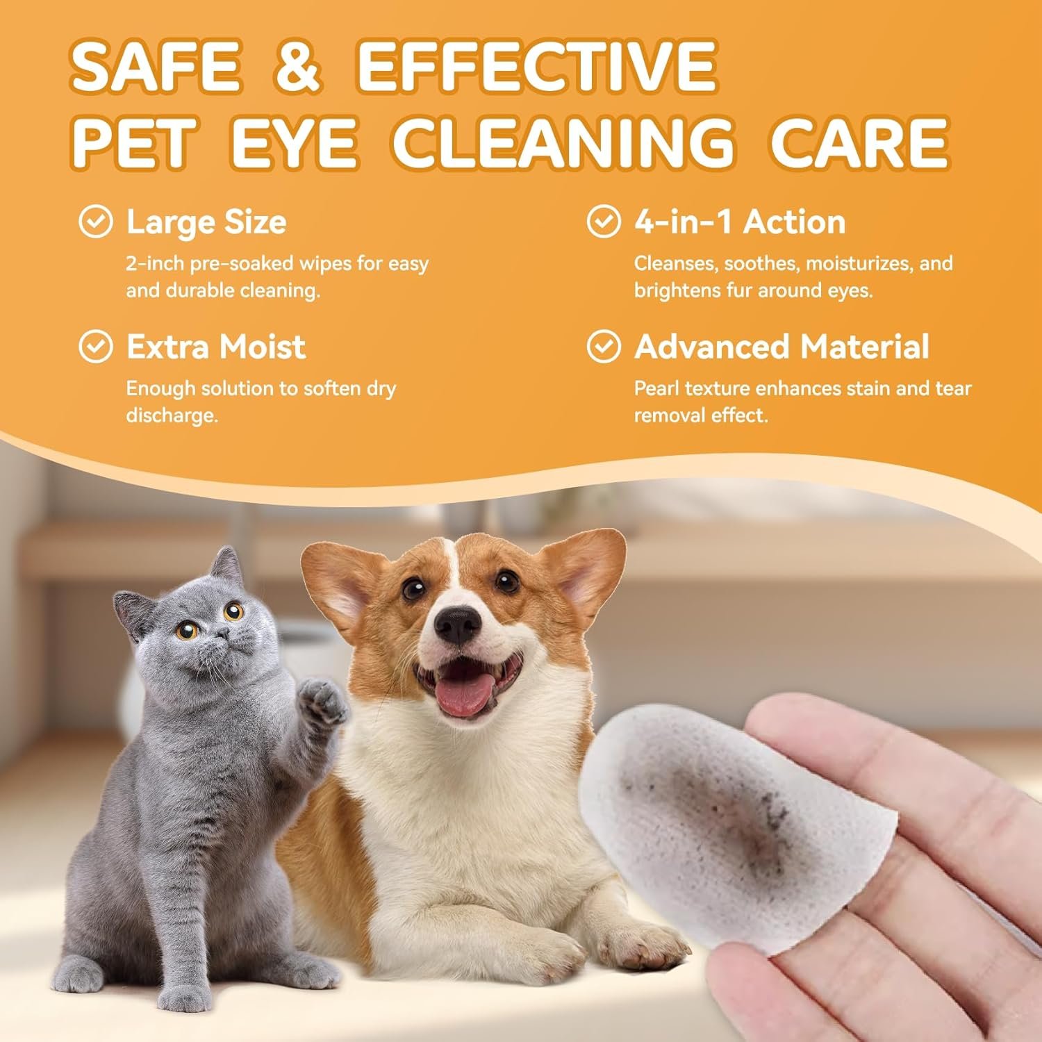 Eyes Wipes for Dogs - Gently Remove Tear Stain - Dog Eye Cleaner,Eye Debris, Discharge, Mucus Secretions - Dog Eye Wipes Tear Stain Remover - Dog & cat Eye Wipes - 220pcs - Image 4