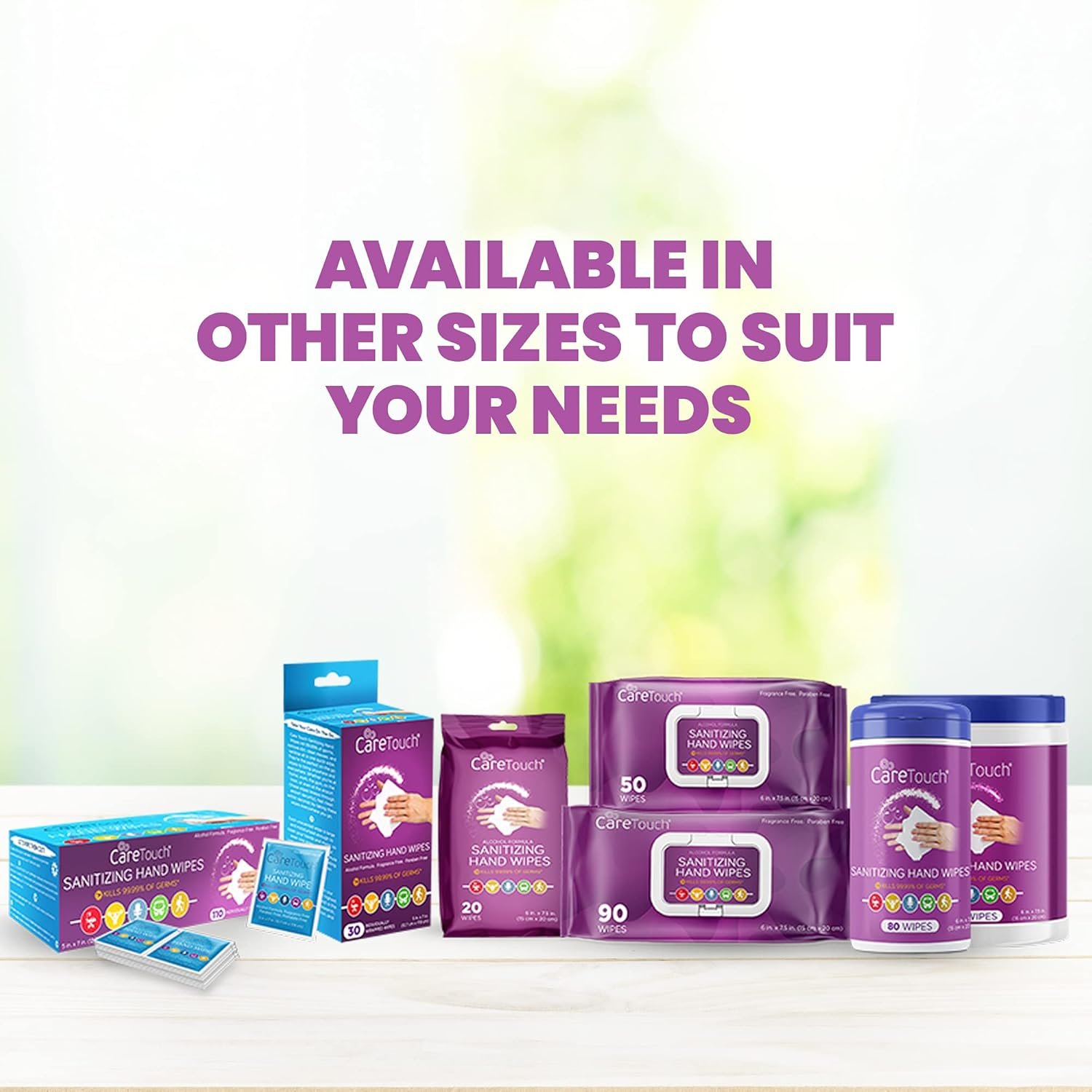 Care Touch Hand Sanitizer Wipes - 110 Hand Wipes Individually Wrapped - Travel Size - Sanitizing Wet Wipes for Home, Office & Outdoor Use - Image 10