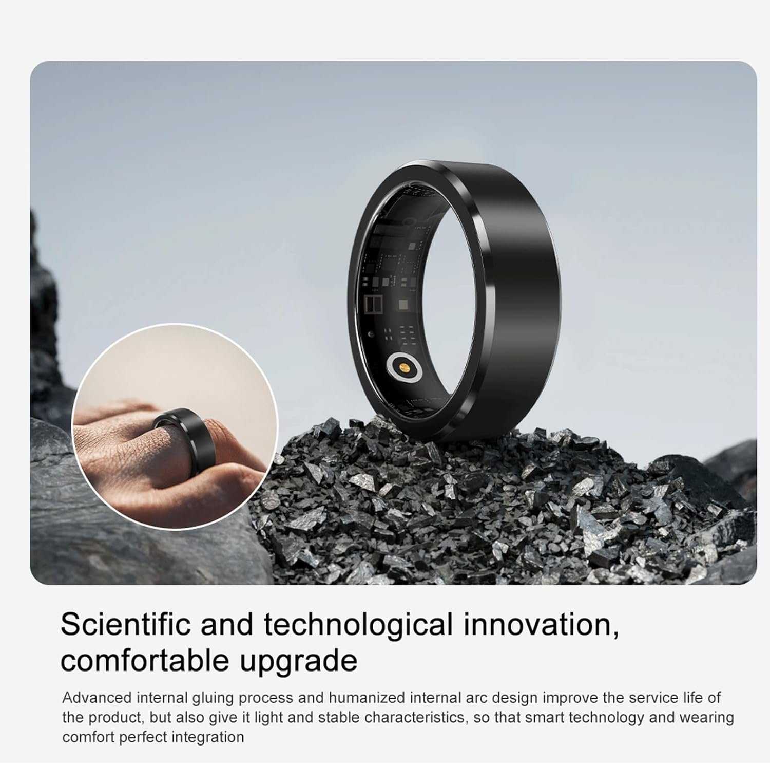 Smart Ring for Women/Men Fitness Rings Health Tracker Rings, Free App 5-7 Days Battery,Heart Rate,Blood Oxygen Black(Diameter 20.8 mm) - Image 3