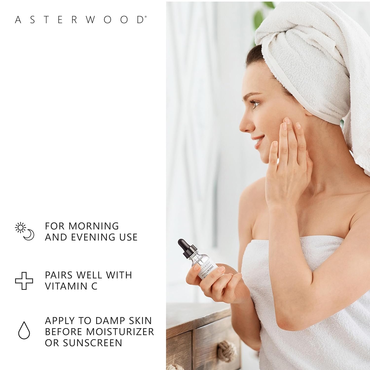 Asterwood Pure Hyaluronic Acid Serum for Face - Plumping, Anti-Aging & Hydrating - Fragrance-Free, Pairs Well with Vitamin C Face Serum & Hylunaric Acid Moisturizer, 29ml/1 oz - Image 7