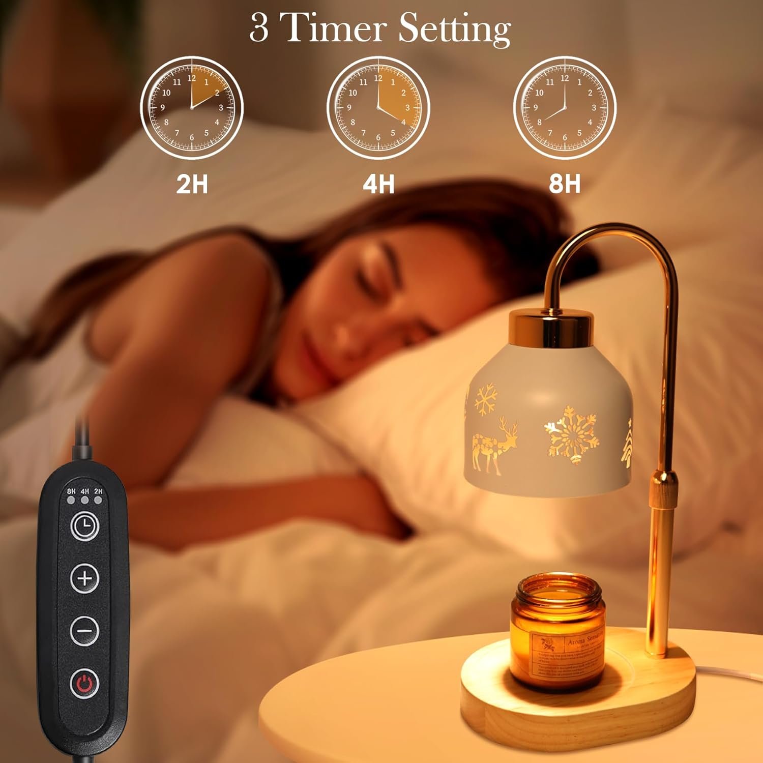 Loowoko Candle Warmer Lamp, Housewarming Gifts for New Home Decor, Dimmable Scented Wax Melt Warmer with Timer, 2 Bulbs, Gift for Female - Image 4