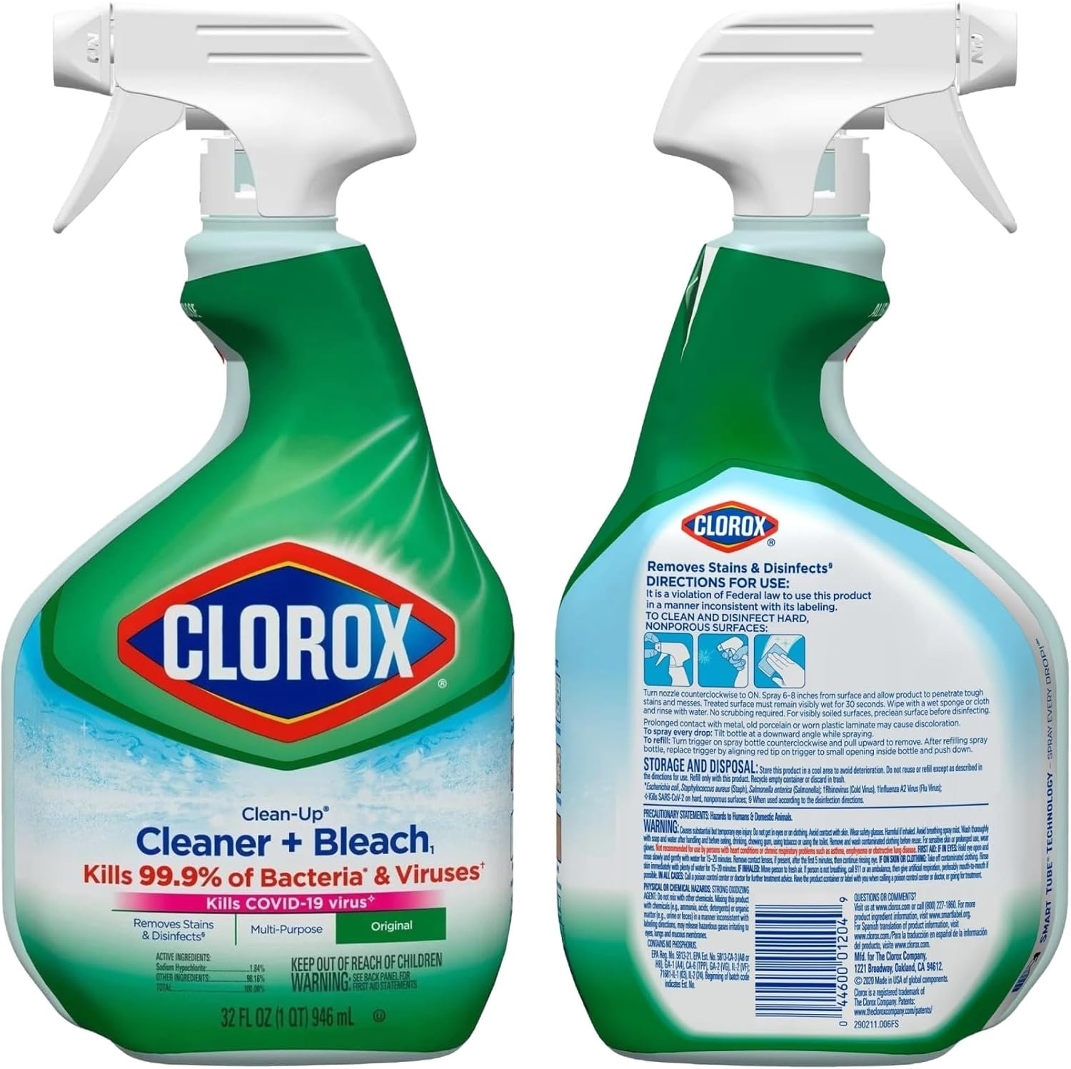 Сlean-Up Cleaner with Bleach, Fresh Scent, 32 Fl Oz, Disinfecting Bathroom Cleaner, Original Scent, 30 Fl Oz, Bundle with Latex Gloves and 2 Microfiber Cleaning Cloths - Image 3