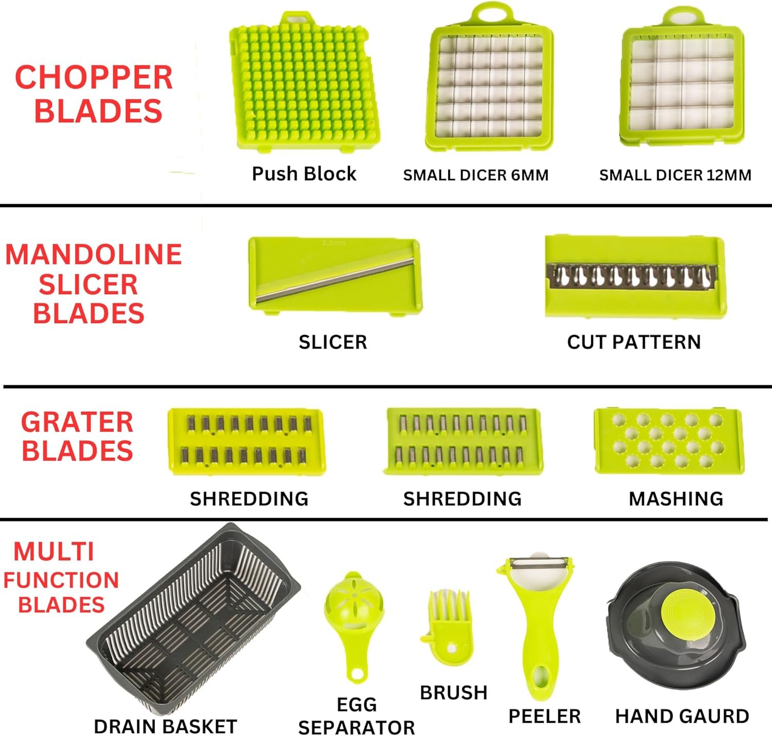 Vegetable Chopper, 14 in 1 Multi-functional Mandoline Pro Slicer/Grater with Container, Large, Gray - Image 4