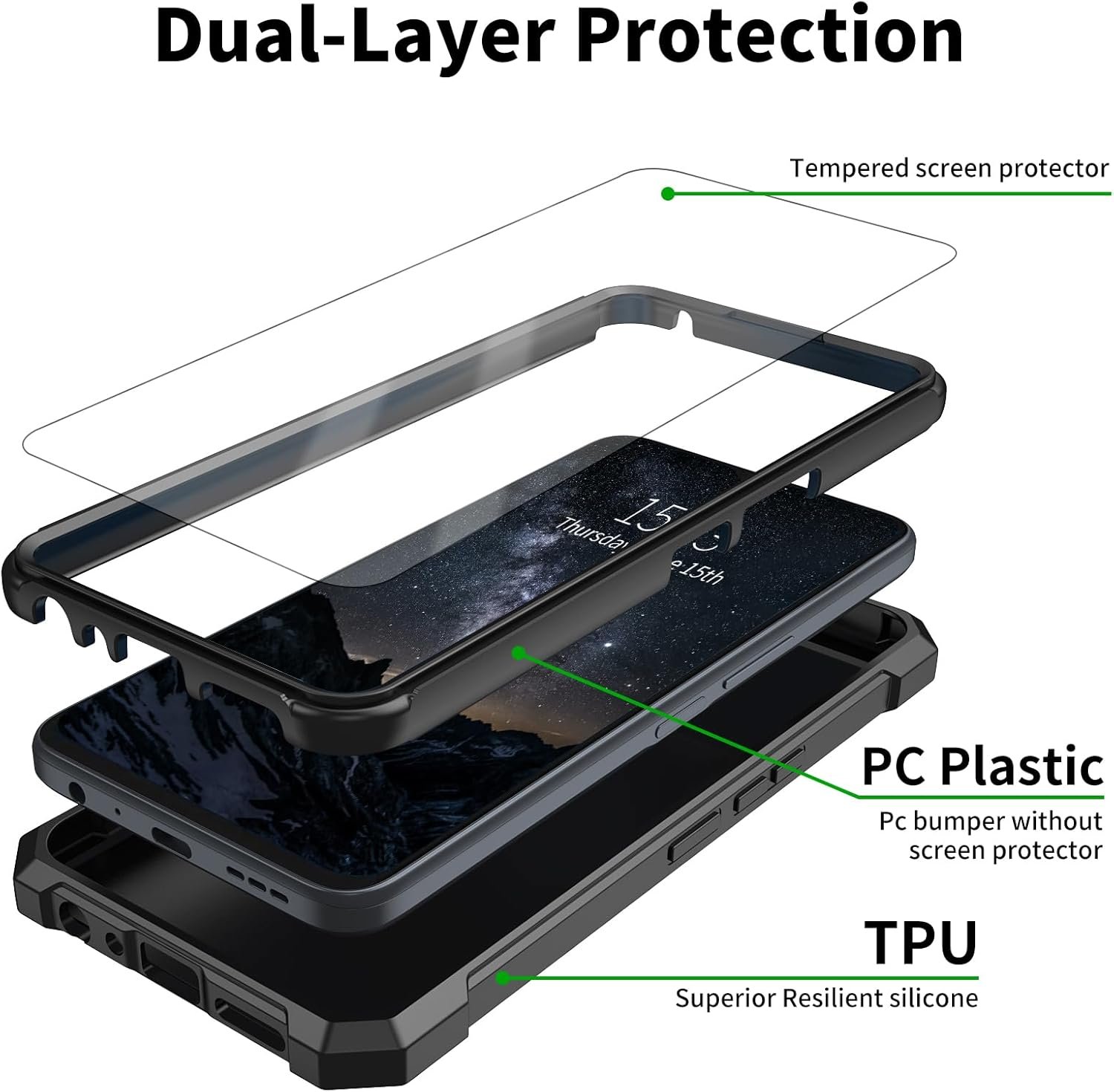 for ATT Vista Phone Case with Tempered Glass Screen Protector Dual Layer Structure Protection Shockproof Corner TPU Bumper Cover for AT&T Vista 2023 Phone Case,Retro Cool America Flag - Image 4