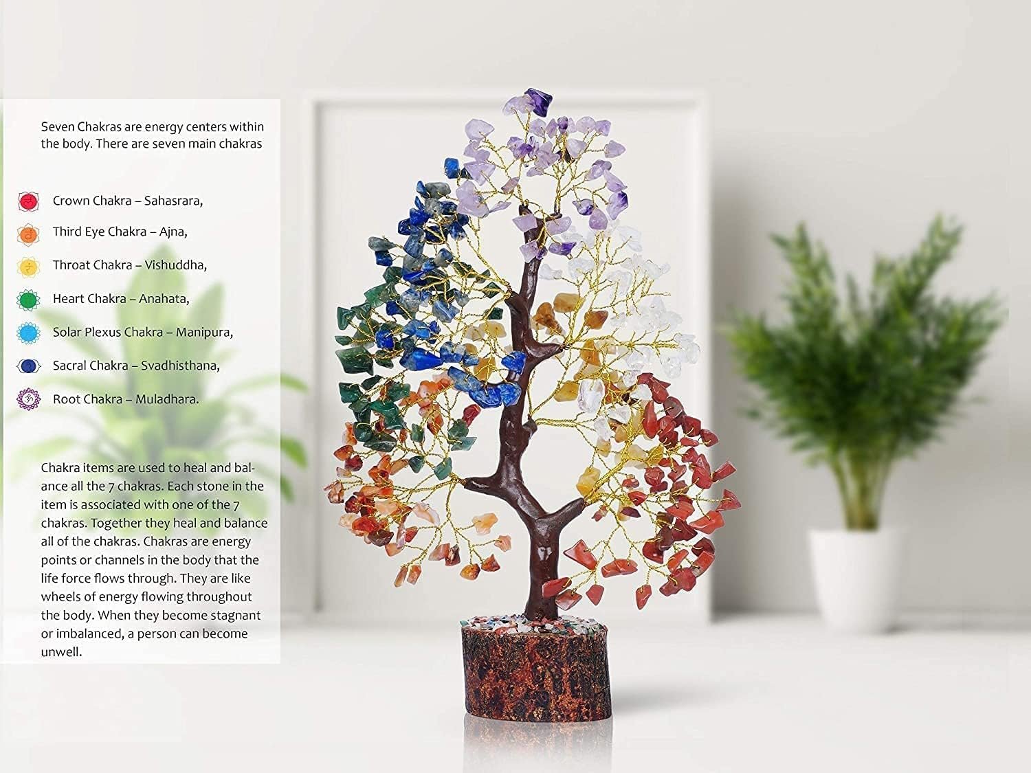 Chakra Tree - 7 Chakra Tree- Chakra Decor - Tree of Life Chakra Stones - Meditation Decor - Gemstone Tree - Crystals and Gemstones - Crystal Tree for Positive Energy - Crystal Decorations for Home - Image 6