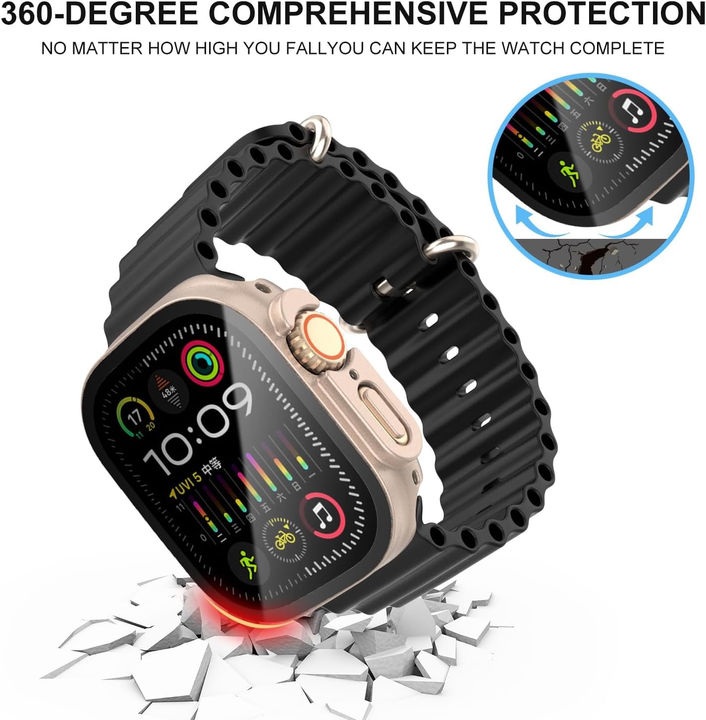 Pocoukate [9 Pack Case Compatible with 49mm Apple Watch Ultra & Ultra 2 with Tempered Glass Screen Protector Full Scratch-Resistant Protective Cover Bumper for Apple Watch 49 mm - Image 6