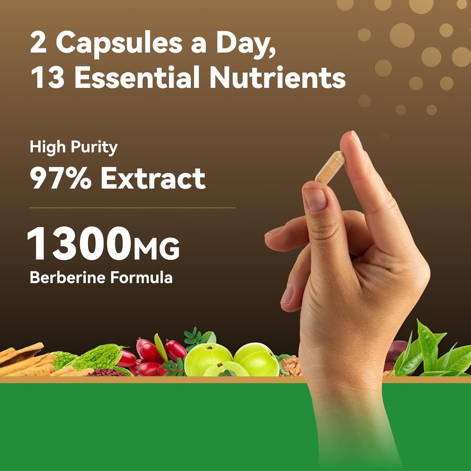 Berberine 1300mg with Green Tea Extract, Resveratrol, Red Yeast Rice & CoQ10 – 13-in-1 Immune Health, Natural Metabolic Support – 60 Capsules – Non-GMO, Lab Tested - Image 5