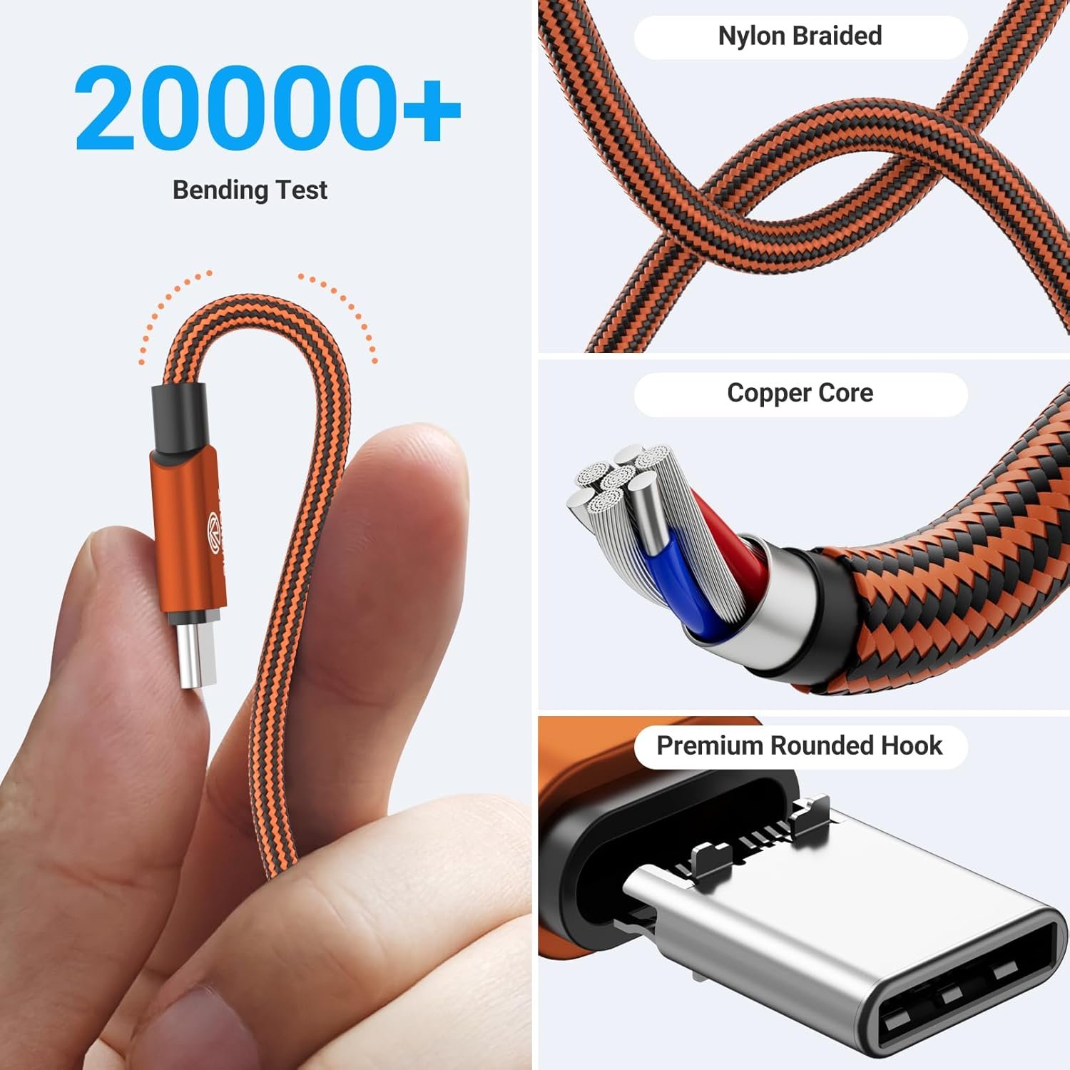 Type C Charger 10FT 4-Pack Type C Charger Fast Charging Nylon Braided USB C Cable for Samsung Galaxy S21 S20 S10 Plus Note 10 LG Google Pixel Moto - Image 4