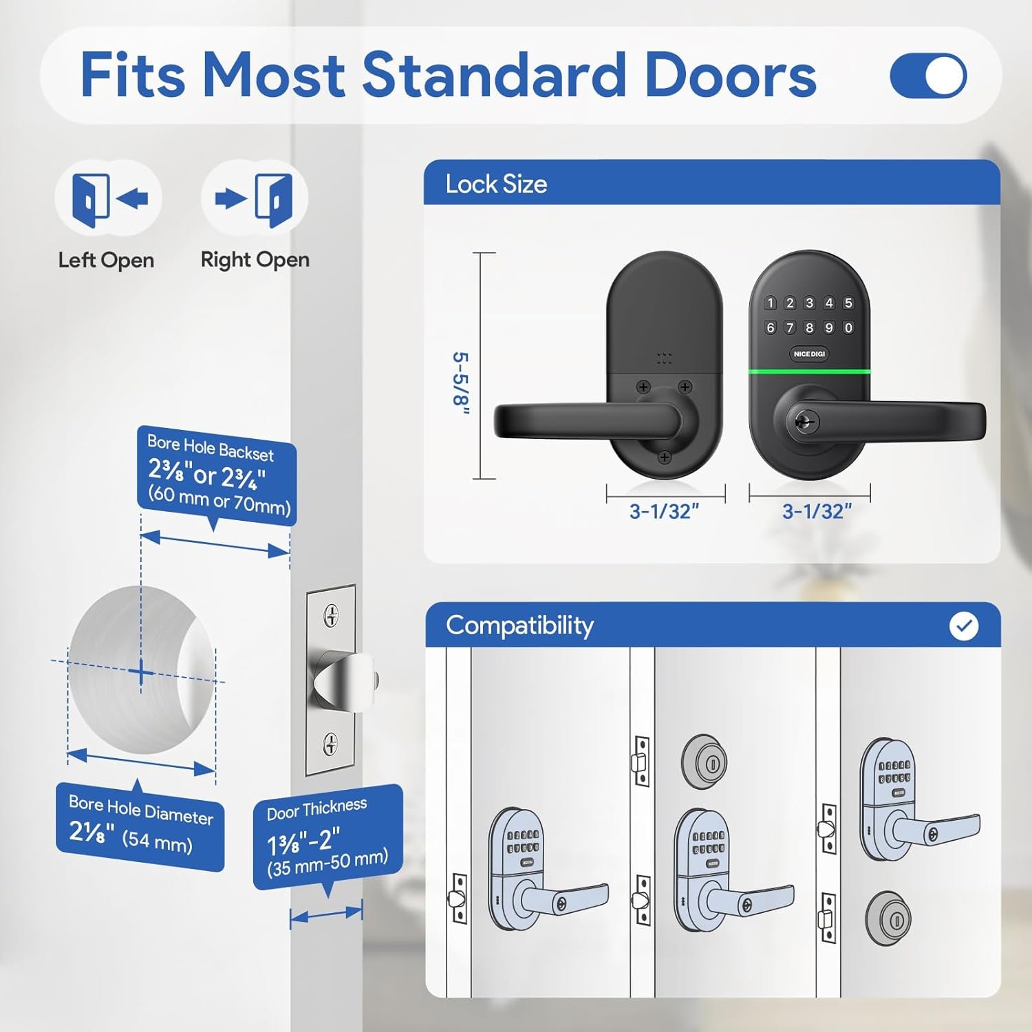 Smart Keypad Door Lock with Handle: Keyless Entry Door Lock for Front Door - Electronic Digital Door Lock- Code Door Lock - Easy Installation - Image 7