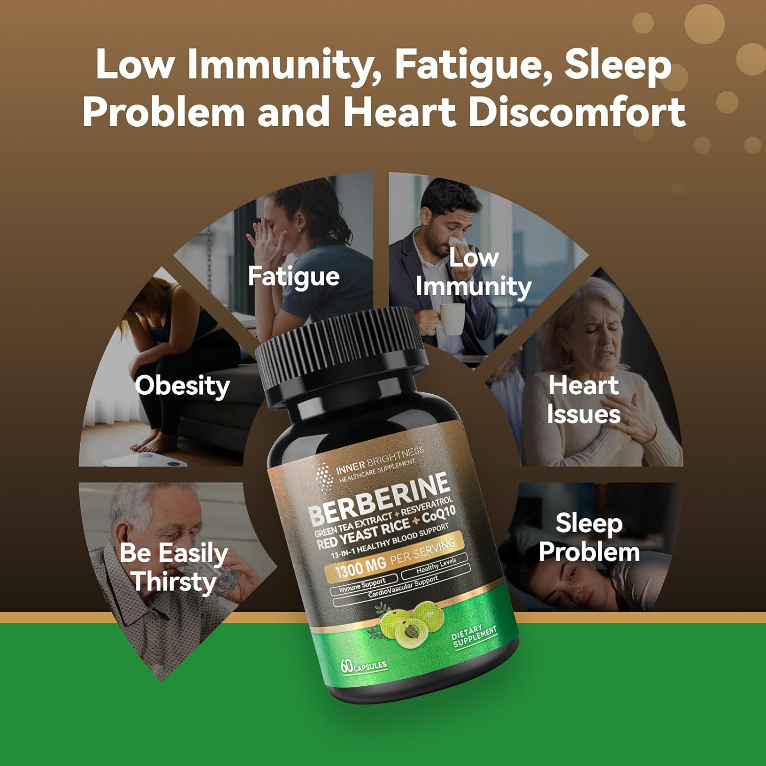 Berberine 1300mg with Green Tea Extract, Resveratrol, Red Yeast Rice & CoQ10 – 13-in-1 Immune Health, Natural Metabolic Support – 60 Capsules – Non-GMO, Lab Tested - Image 4