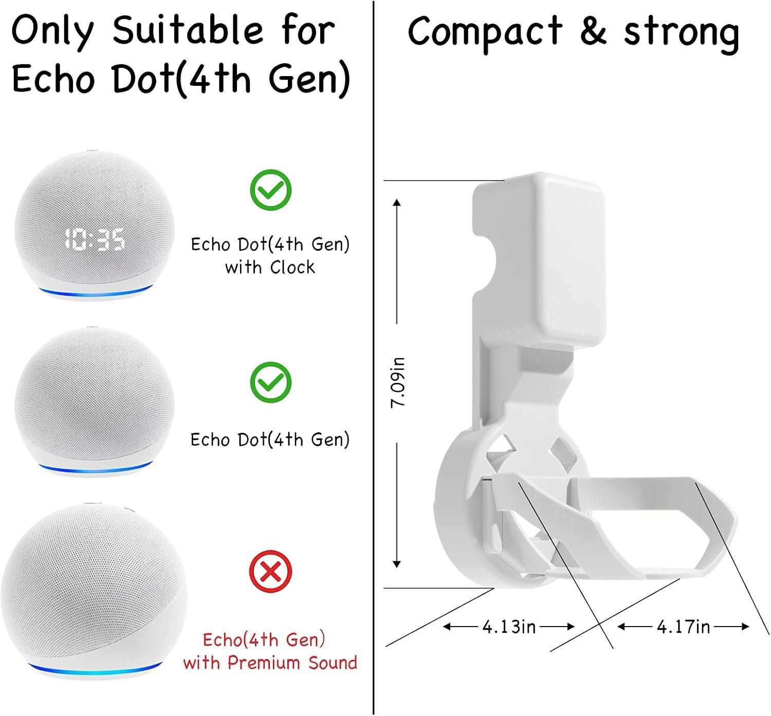 Wall Mount Holder for Dot 4th/5th Generation, Outlet Hanger for Dot 4th/5th Gen, Smart Speaker Stand, Space-Saving Accessories, Built-in Cable Management Shelf, White… - Image 3