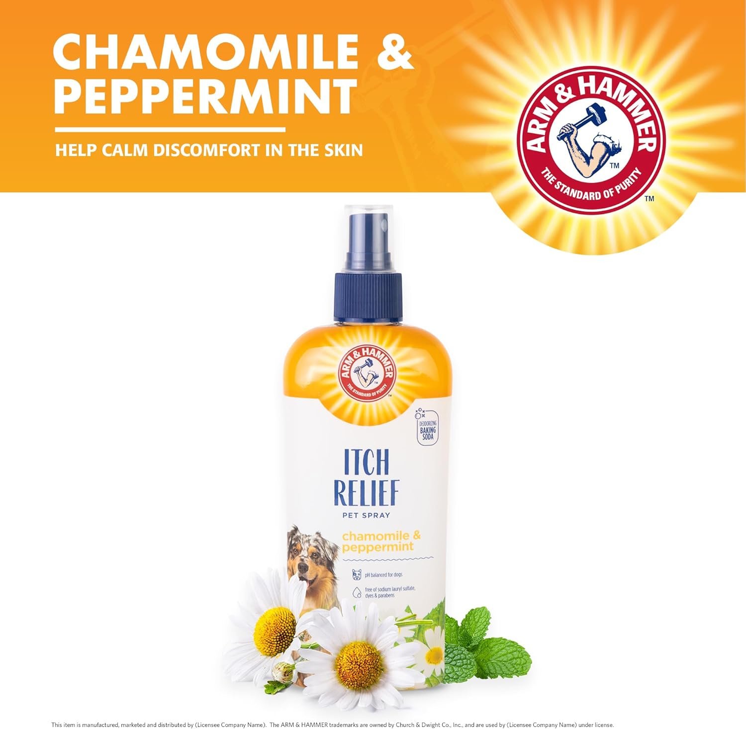 Arm & Hammer for Pets Itch Relief Spray for Dogs - Dog Itch Relief with Baking Soda Chamomile & Peppermint Scent - Professional Dog Skin Care Spray - Anti Itch Spray for Dog, Itchy Dog Skin Relief 8oz - Image 4