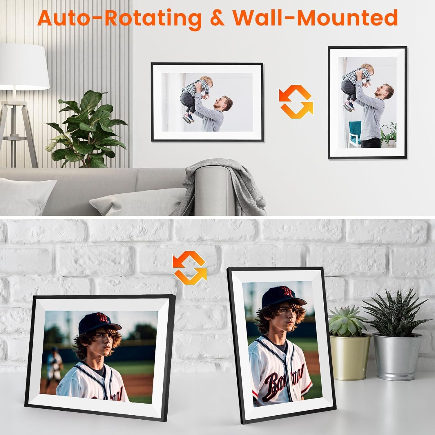 Frameo Digital Picture Frame, Frameo Digital Frame WiFi, 10.1 Inches 1280x800 HD Photo Frame, 32GB Memory, Slideshow, Sharing Pictures Videos via Free App, Gift for Mom or Family - Image 6