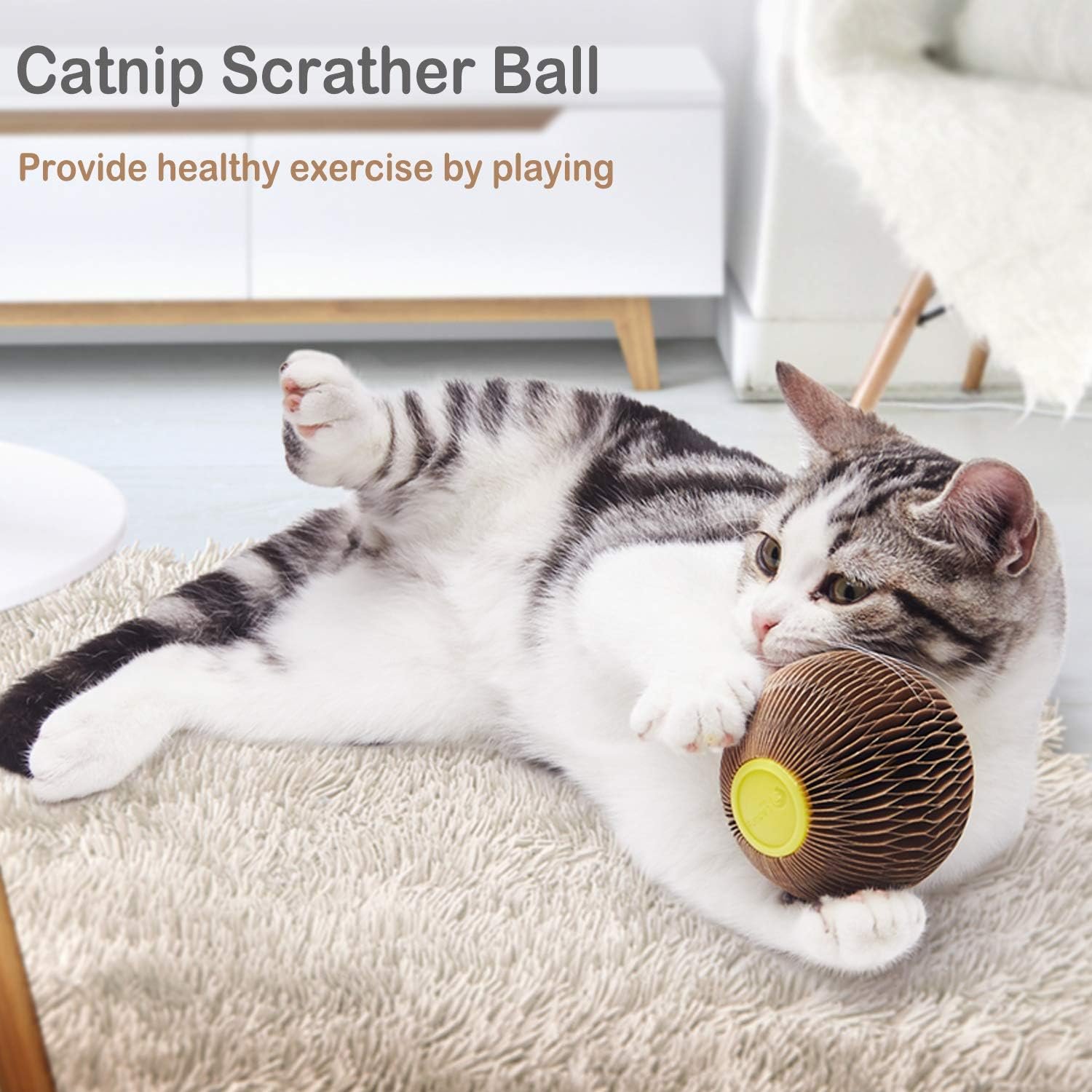 AREIIA Catnip Ball Toy for Cats Catnip Refillable Scratcher Ball Kitty's Faithful Playmate Reduce Obesity and Loneliness CSB01BR - Image 10