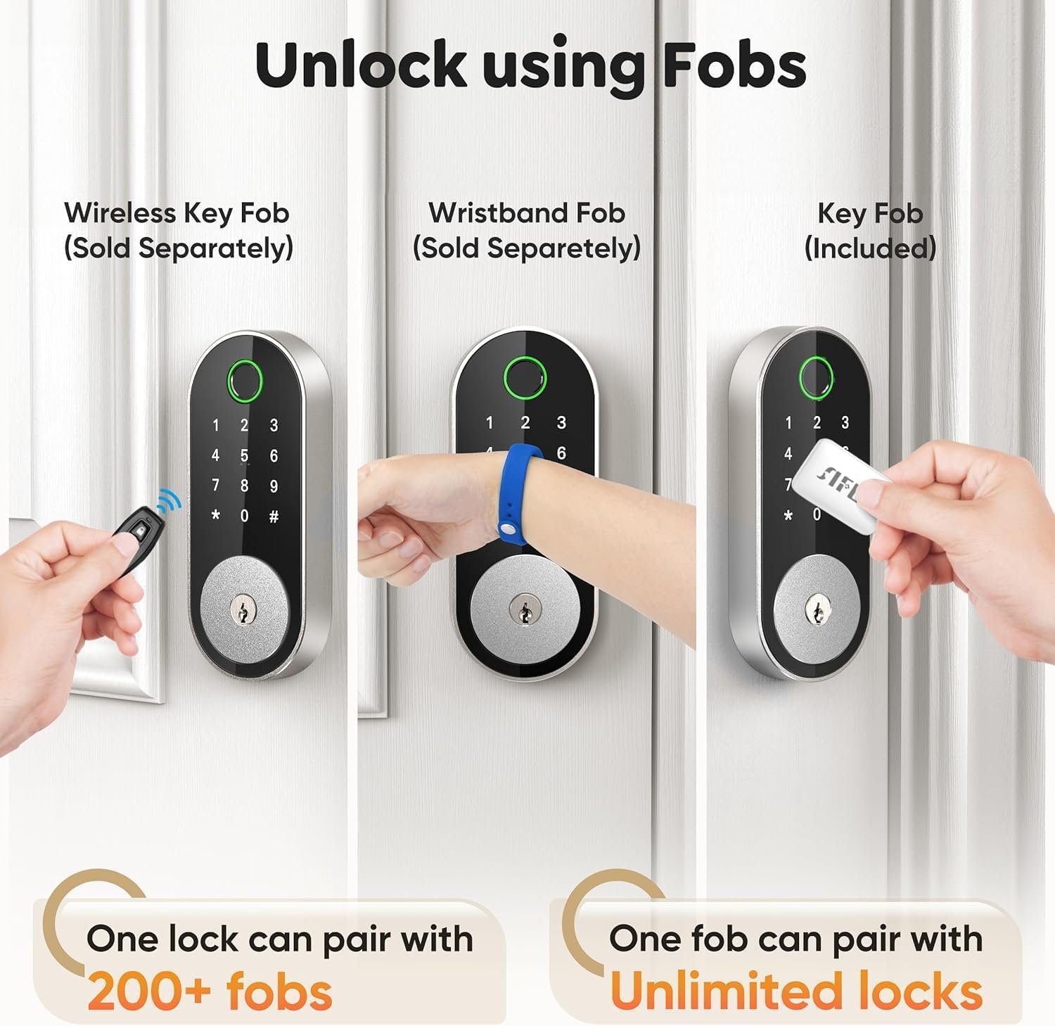 Keyless-Entry Fingerprint Deadbolt Smart Lock: Sifely Smart Lock, Automatic Electronic Keyless Entry Door Lock, Digital Smart Door Lock with Code, Biometric Fingerprint Door Lock with Keypad (Silver) - Image 5