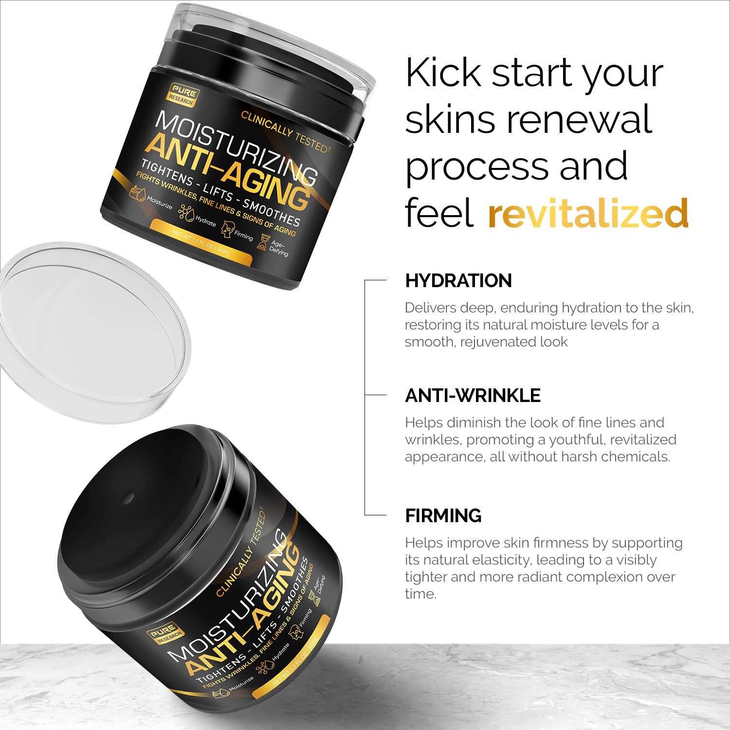 Men's Face Cream Moisturizer - Anti-Aging Cream For Men, Collagen, Retinol & Hyaluronic Acid - Day & Night - Facial Skin Care- Anti Wrinkle 1.7 oz - Image 6