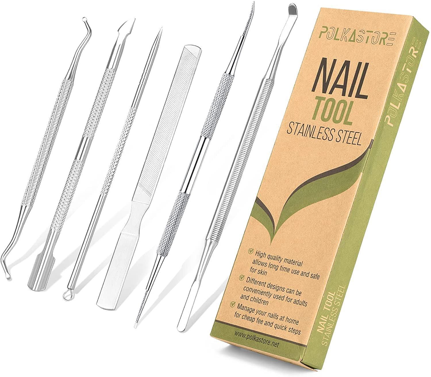 6-Pack Ingrown Toenail File and Lifters, Professional Surgical Stainless Steel Ingrown Toenail Removal Tool Kit, Manicure Treatment Pedicure Tools for Feet Under Nail Cleaner Correction Polish Pain - Image 2