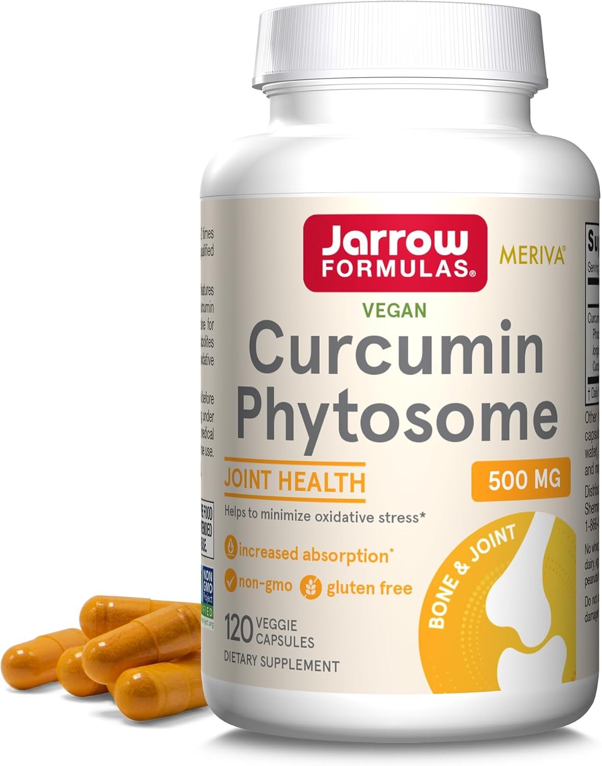 Jarrow Formulas Curcumin Phytosome 500 mg - 120 Veggie Capsules - Formulated with Meriva - Antioxidant Support Supplement - Joint Health & Support - 60 Servings - Image 2