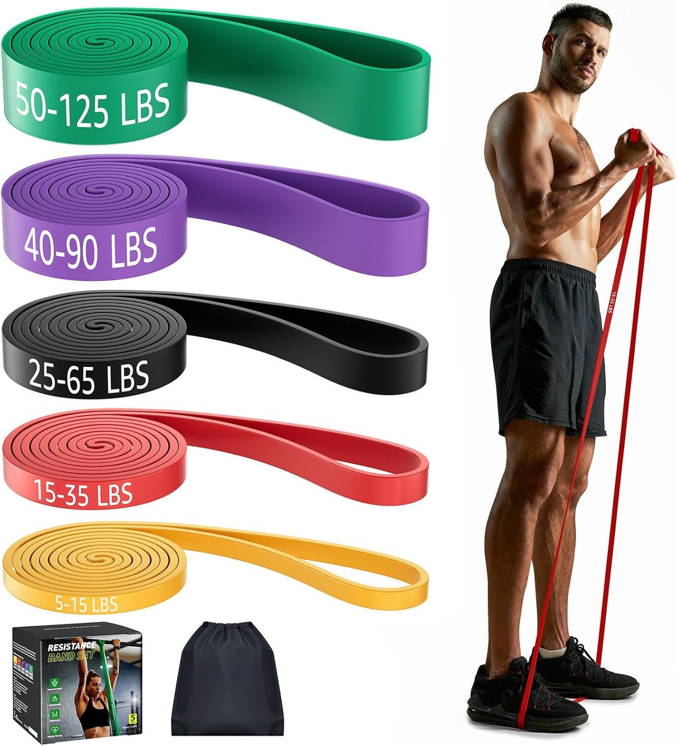 Resistance Bands, Pull Up Exercise Bands, Workout Bands for Fitness Training, Body Stretching, Physical Therapy, Muscle Training - Image 2