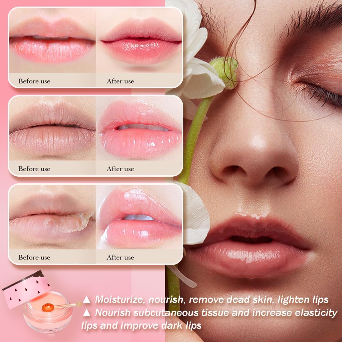 4 Pcs Honey Lip Balm, Strawberry Apple Watermelon Lip Mask, Moisturizing Lip Sleeping Mask, Hydrate Repair Prevent Dry Cracked Lip (Honey+Strawberry+Apple Lime+Watermelon) - Image 6