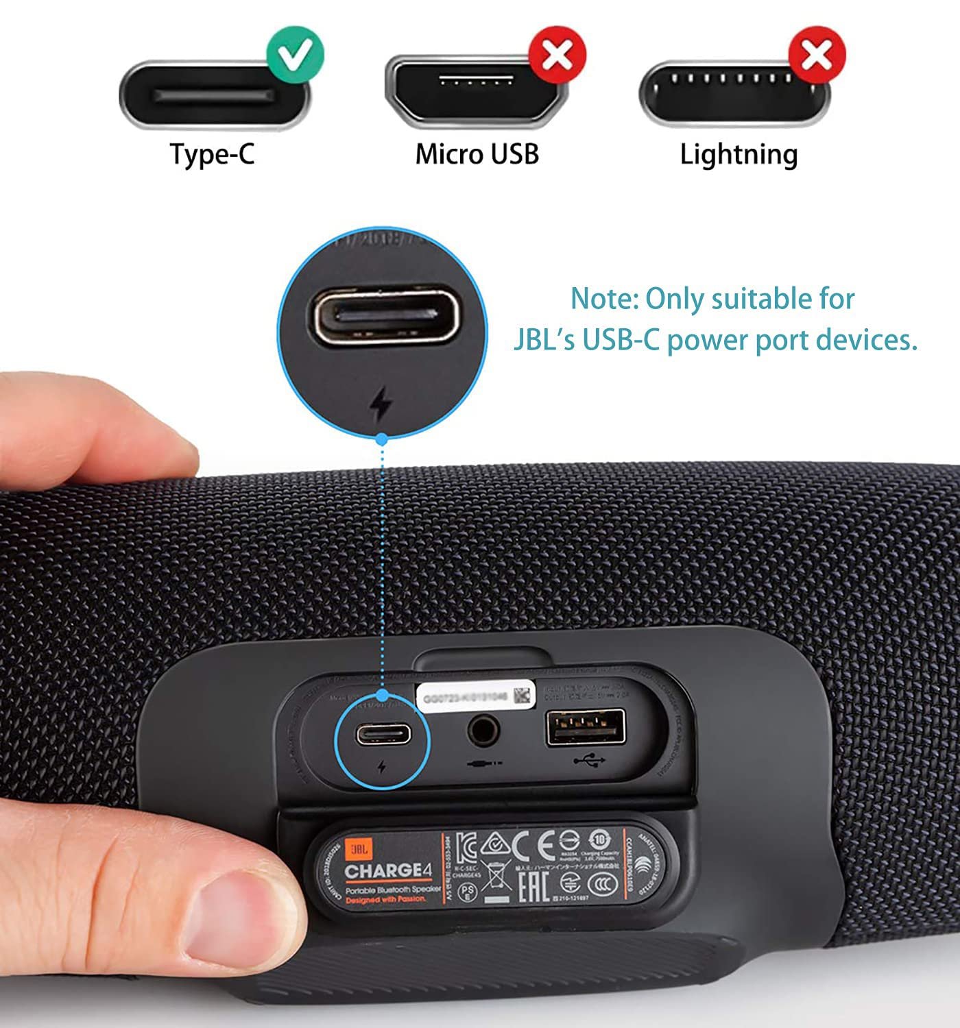 USB Power Charger Charging Cable Cord Compatible with for JBL Charge 4, JBL Flip 5, JBL Pulse 4 Pulse 5, Clip4, JRPOP, Endurance Peak II, JBLCHARGE4BLKAM Wireless Bluetooth Earphones Speakers -5FT - Image 3