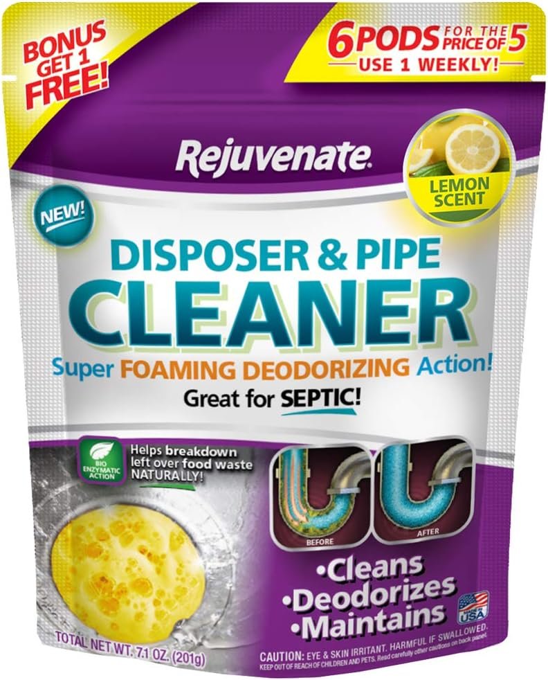 Rejuvenate Disposer and Pipe Cleaner, Lemon Scent, 6 Pods, 7.1 oz (201g) - Image 2