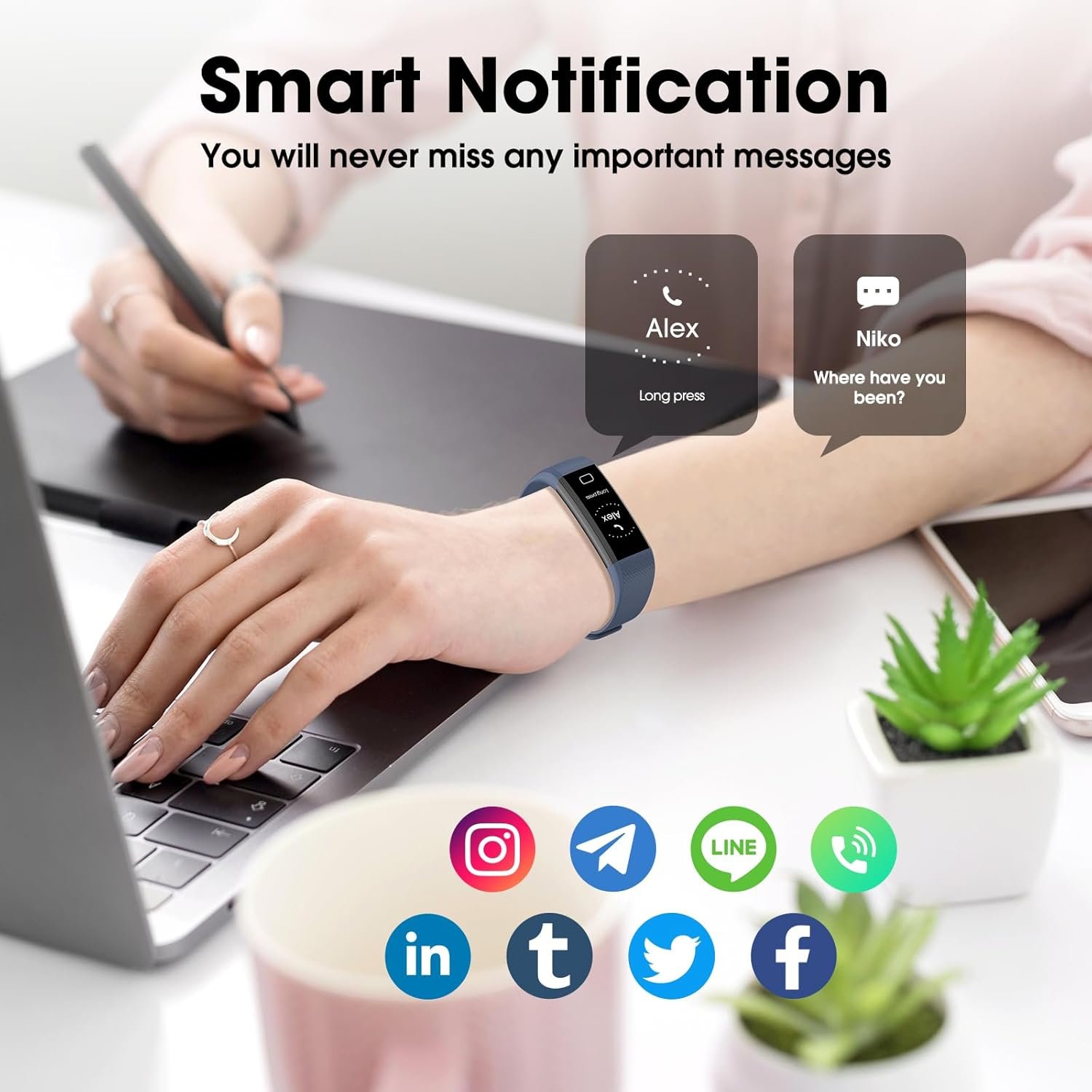 Stiive Fitness Tracker with Heart Rate Monitor, Blood Oxygen, Step Counter Activity Tracker with Pedometer, Sleep Tracking, Calories, IP68 Waterproof Smartwatches for Women Men - Image 7