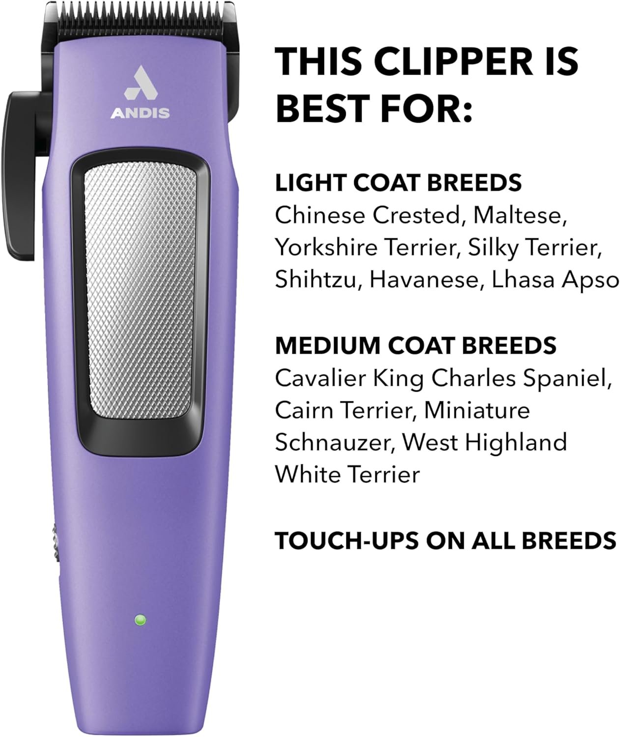 Andis Easy Clip Adjustable Blade Cordless II Dog Clipper, 10 Piece Kit, Lithium-Ion Battery, Purple, 560017 - Image 3