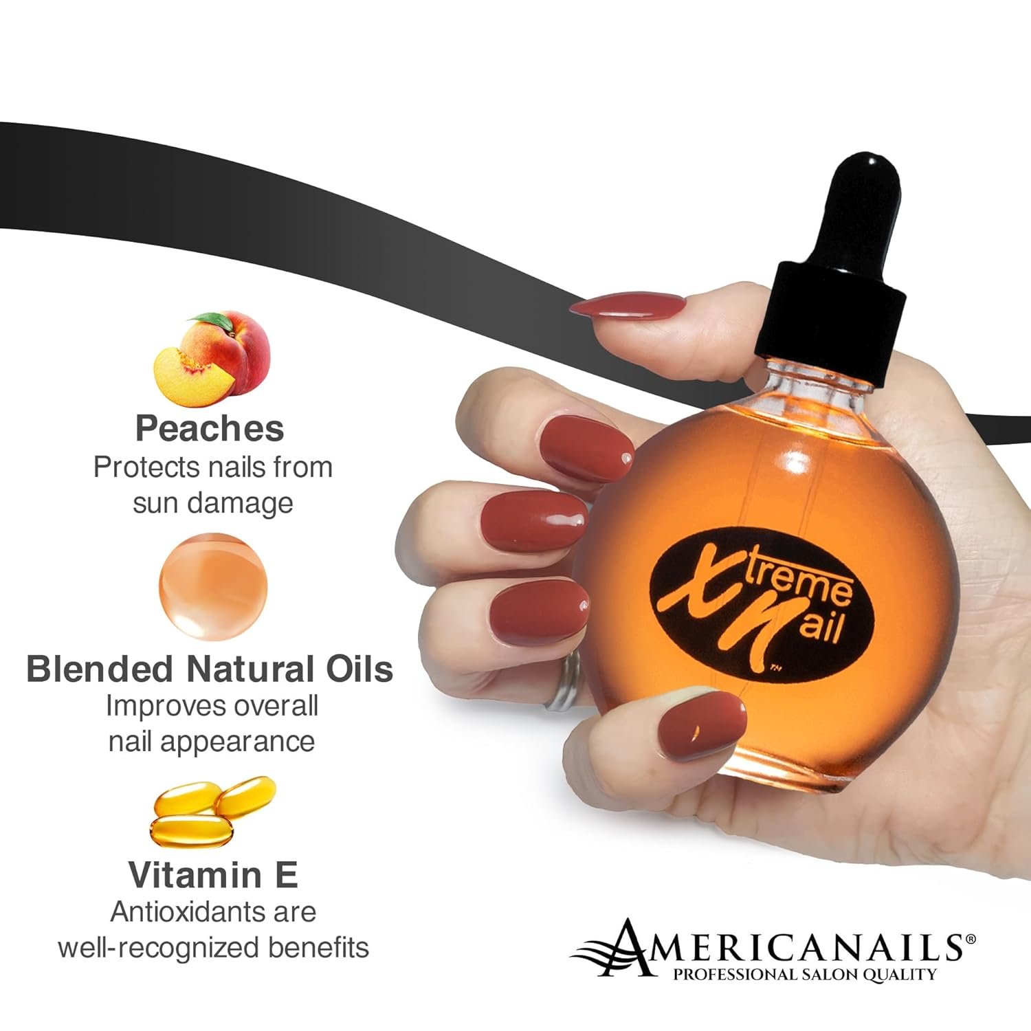 Xtreme Nail Cuticle Oil - Hydrating, Scented Oil for Radiant Cosmetic Nail - Replenishes & Softens Cuticles - Vitamin E Infused - Fresh Peach, 2.5oz - Image 4