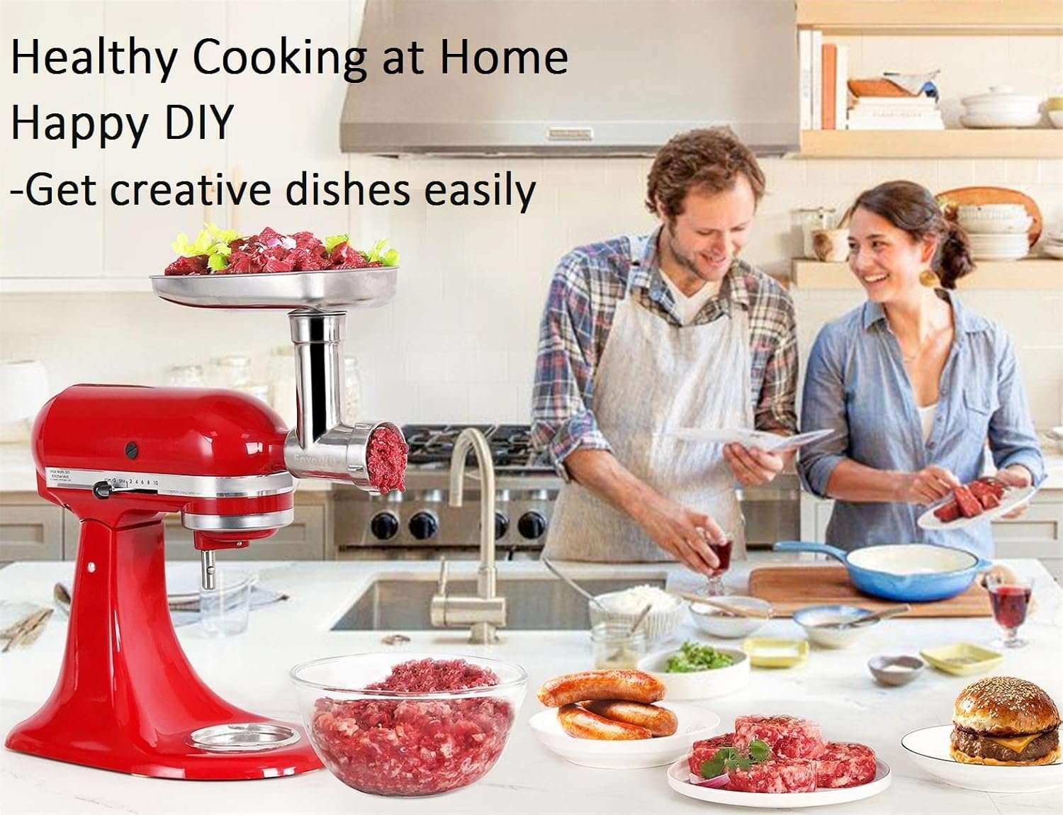 Stainless Steel Food Grinder Attachment for KitchenAid Mixers, Dishwasher Safe, Strong Meat Processor Accessories Included 3 Sausage Stuffer Tubes - Image 7