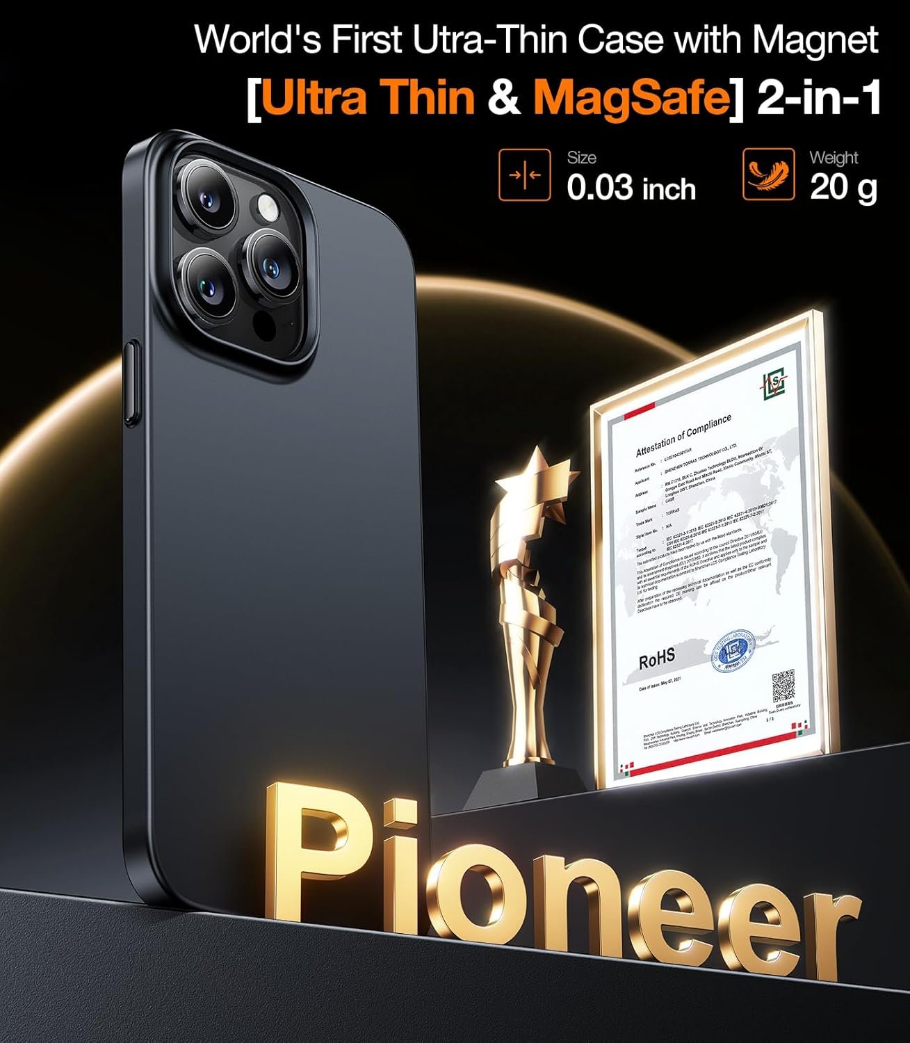 TORRAS Magnetic Slim-Fit Designed for iPhone 15 Pro Max Case, Ultra-Thin 15 ProMax Phone Case Compatible with MagSafe, Lightweight Anti-Scratch Matte Hard Cover 15 Pro Max 6.7 inch, Black - Image 3