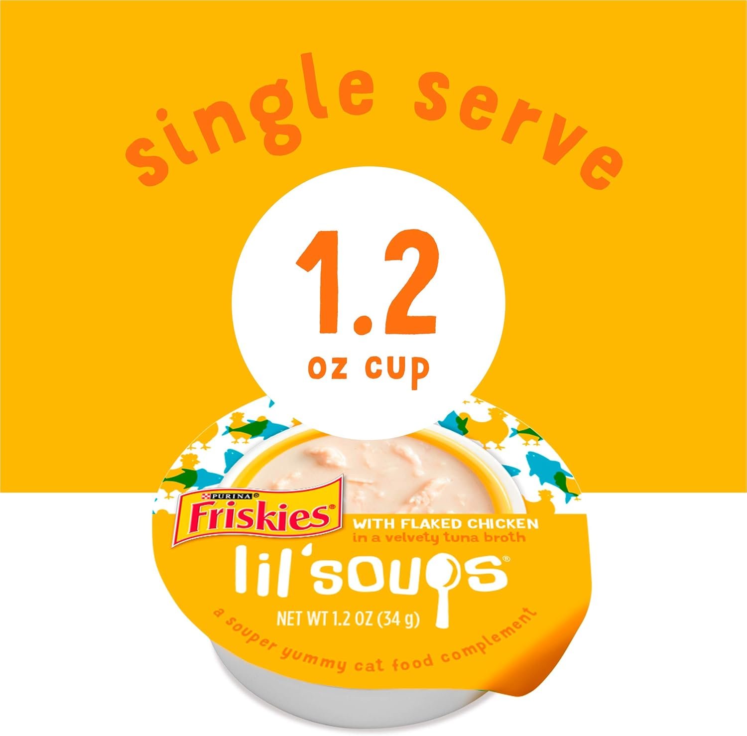 Purina Friskies Natural, Grain Free Wet Cat Food Lickable Cat Treats, Lil' Soups Flaked Chicken - (Pack of 8) 1.2 oz. Tubs - Image 5