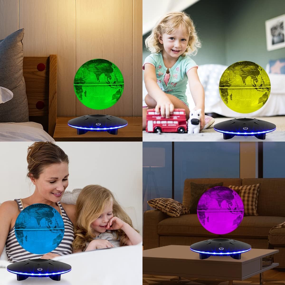 Colorful Levitating Globe with Touch Base, Floating Globe LED Lamp Ball World Map,Magnetic Levitation Room Decor Display Stand, Cool Gadget Gift, Christmas Orgament - Image 7