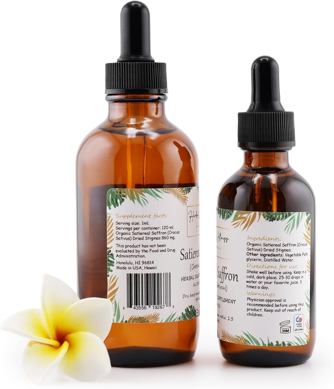 Satiereal Saffron (Crocus Sativus) Dried Stigmas Liquid Extract - Herbal Supplement for Mood and Well-Being, Alcohol-Free 4 Fl.oz - Image 4