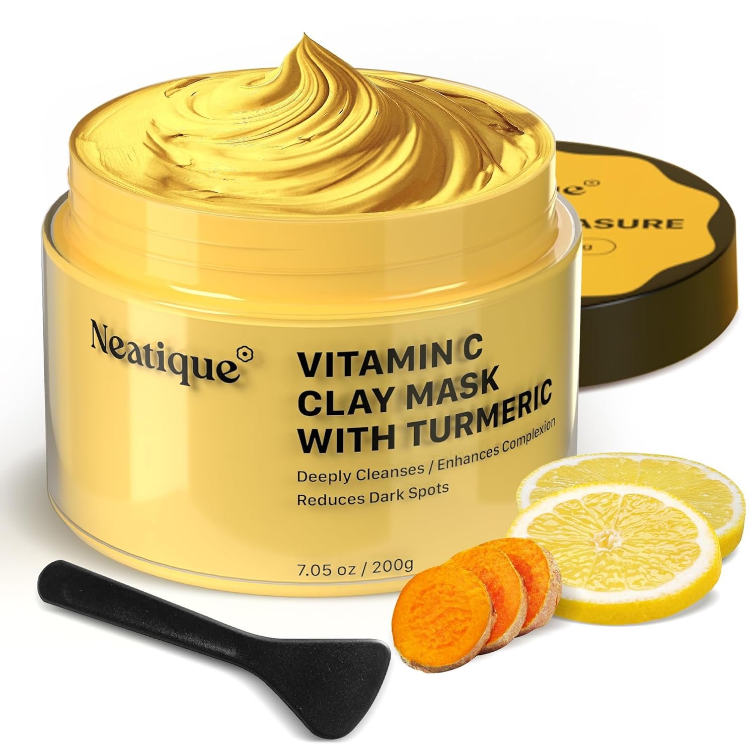 Neatique Vitamin C Clay Mask - 7.05 Oz Turmeric Face Masks Skincare, Deep Cleaning and Detox for Facial Mask- Repairing Uneven Skin Tone, Enhances Complexion and Reducing Dark Spots - Image 2