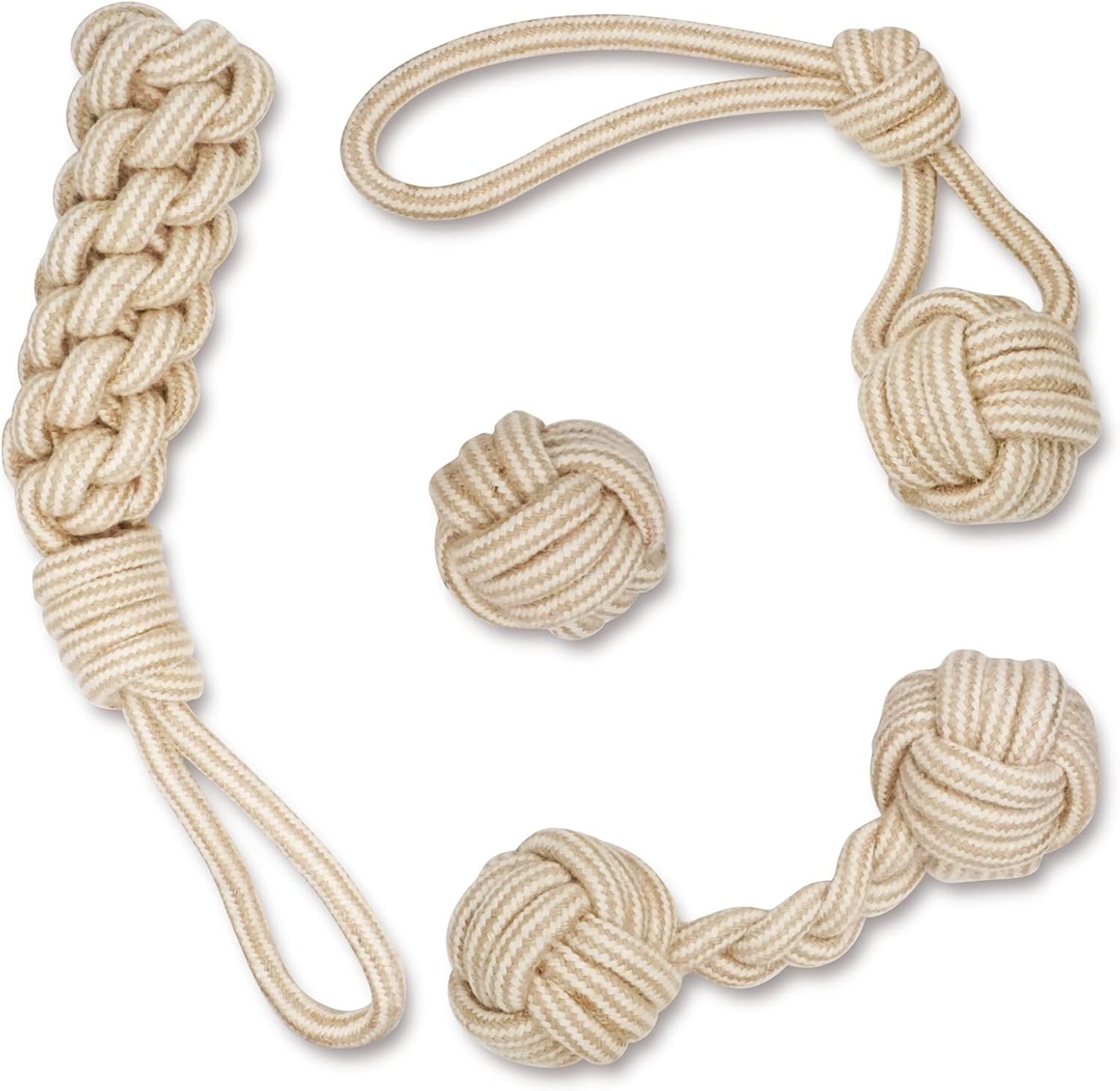 Dog Chew Toys-Puppy Tug Toys-Natural Cotton Rope-Pets Teething Interactive Knots for Small Medium Dog Mutt (Set of 4) - Image 2