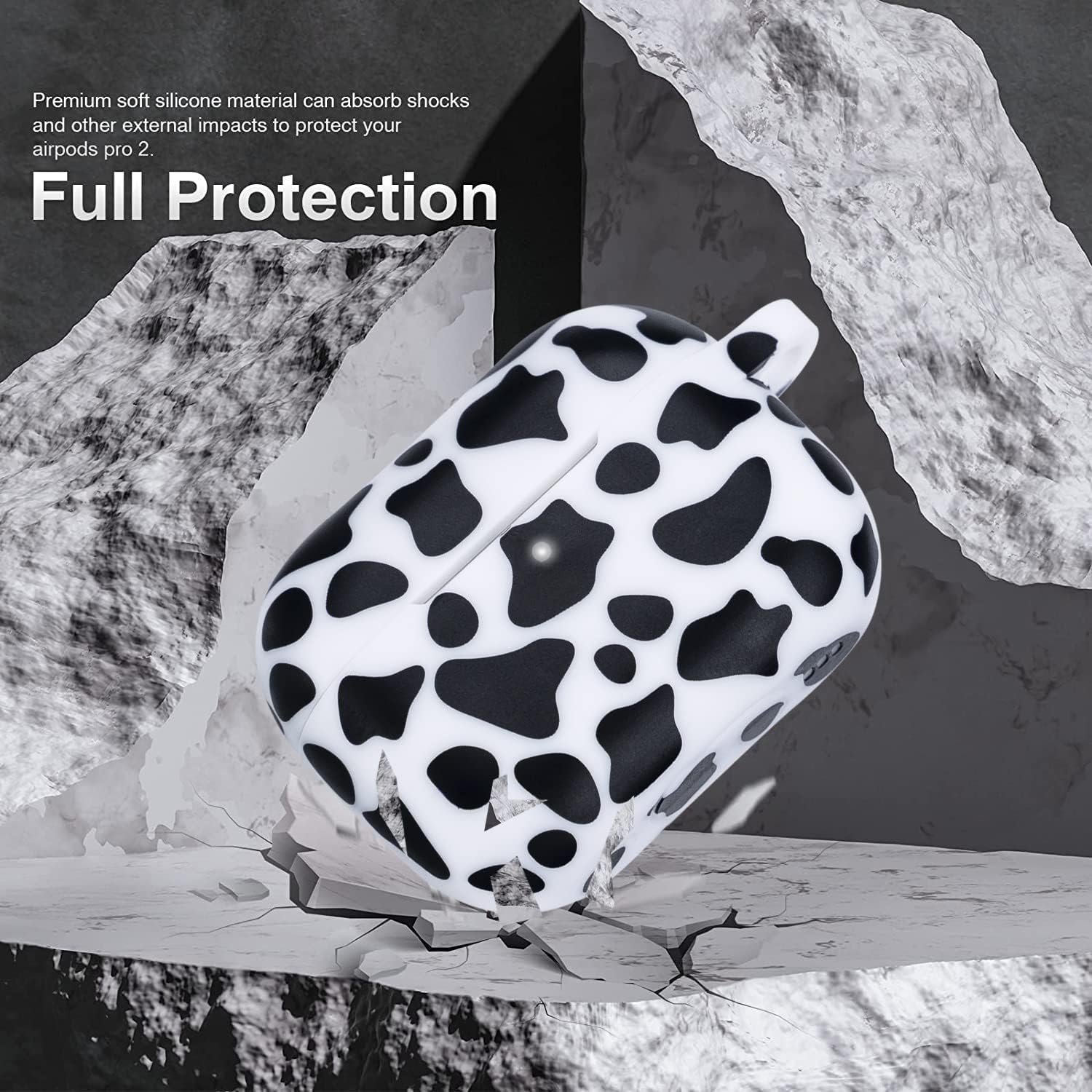 Cow Airpods Pro 2 Case Soft Silicone 2022 - YOMPLOW Case Cover Flexible Skin for Apple AirPod Pro 2nd Charging Case Cute Women Girls iPod Pro Case with Keychain - Black Cow - Image 6