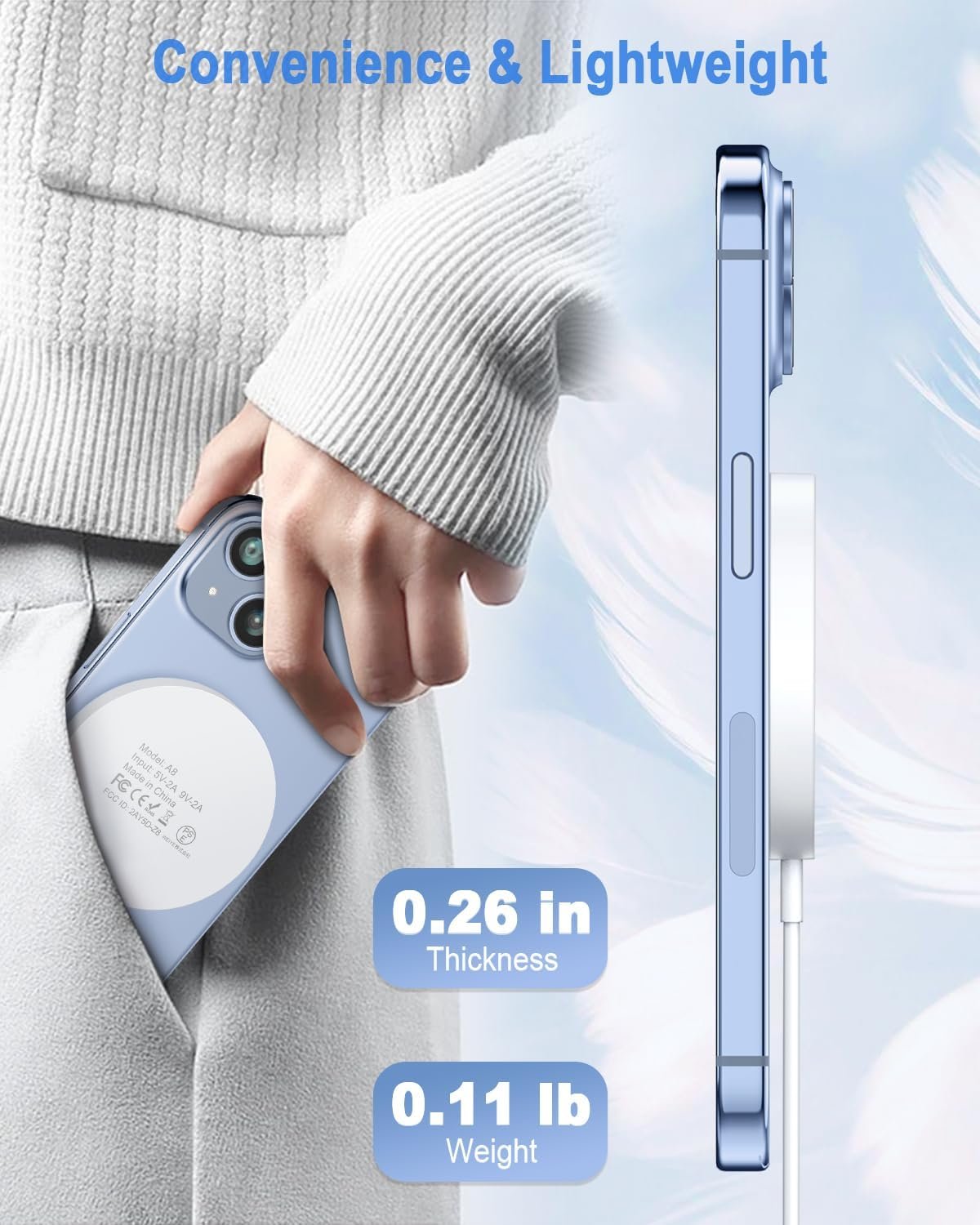 Magnetic Wireless Charger Fast Mag Safe Charger Compatible with iPhone 16/15 Pro Max/15 Pro/15/15 Plus/14/13/12 Series, 2024 Upgraded Mag-Safe LED Charging Pad with 20W Type-C Adapter (White) - Image 9