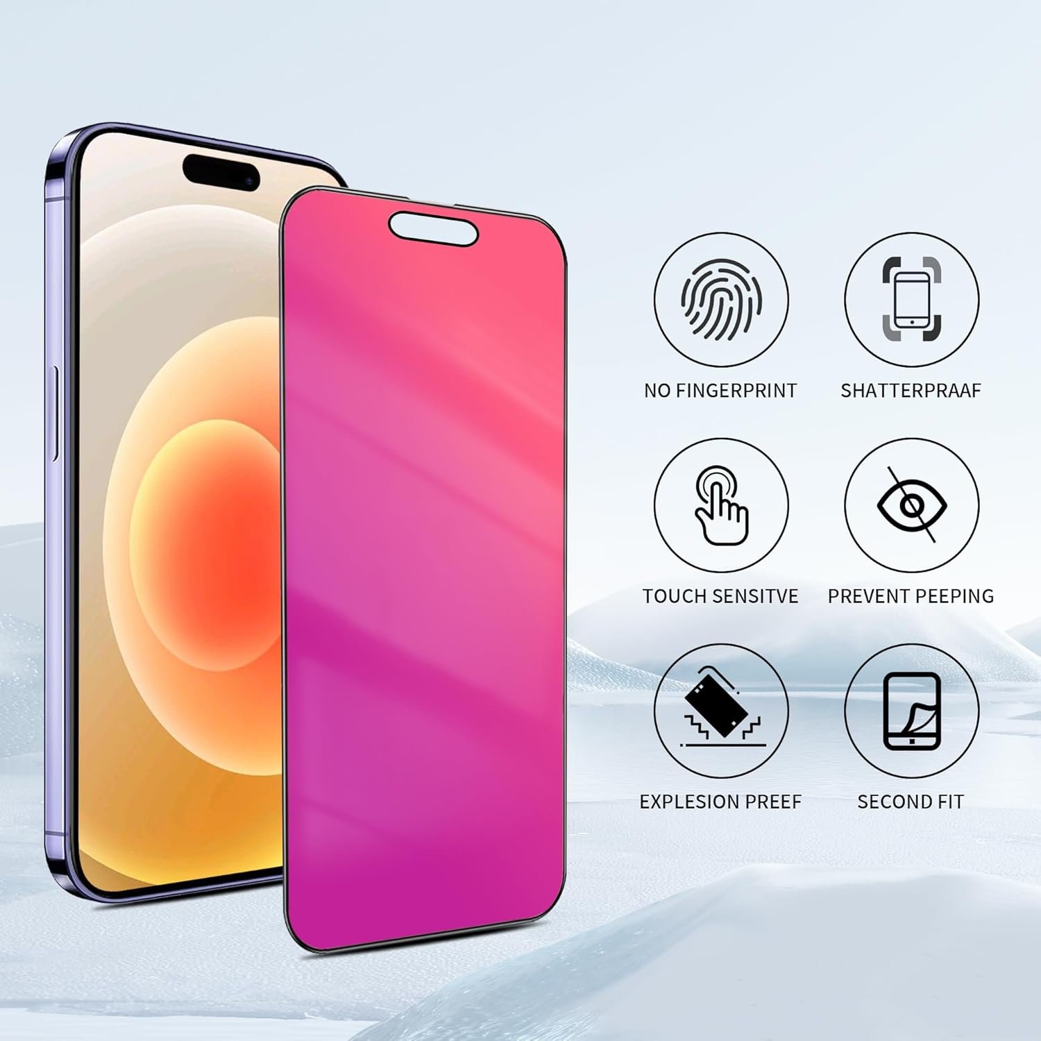 2 Pack Compatible with iPhone 15 Pro Max and Compatible with iPhone 15 Plus Privacy Screen Protector Gradient colorful 25 Degree Anti-Spy Tempered Glass Anti-Bluelight Bubble Free Full - Image 8