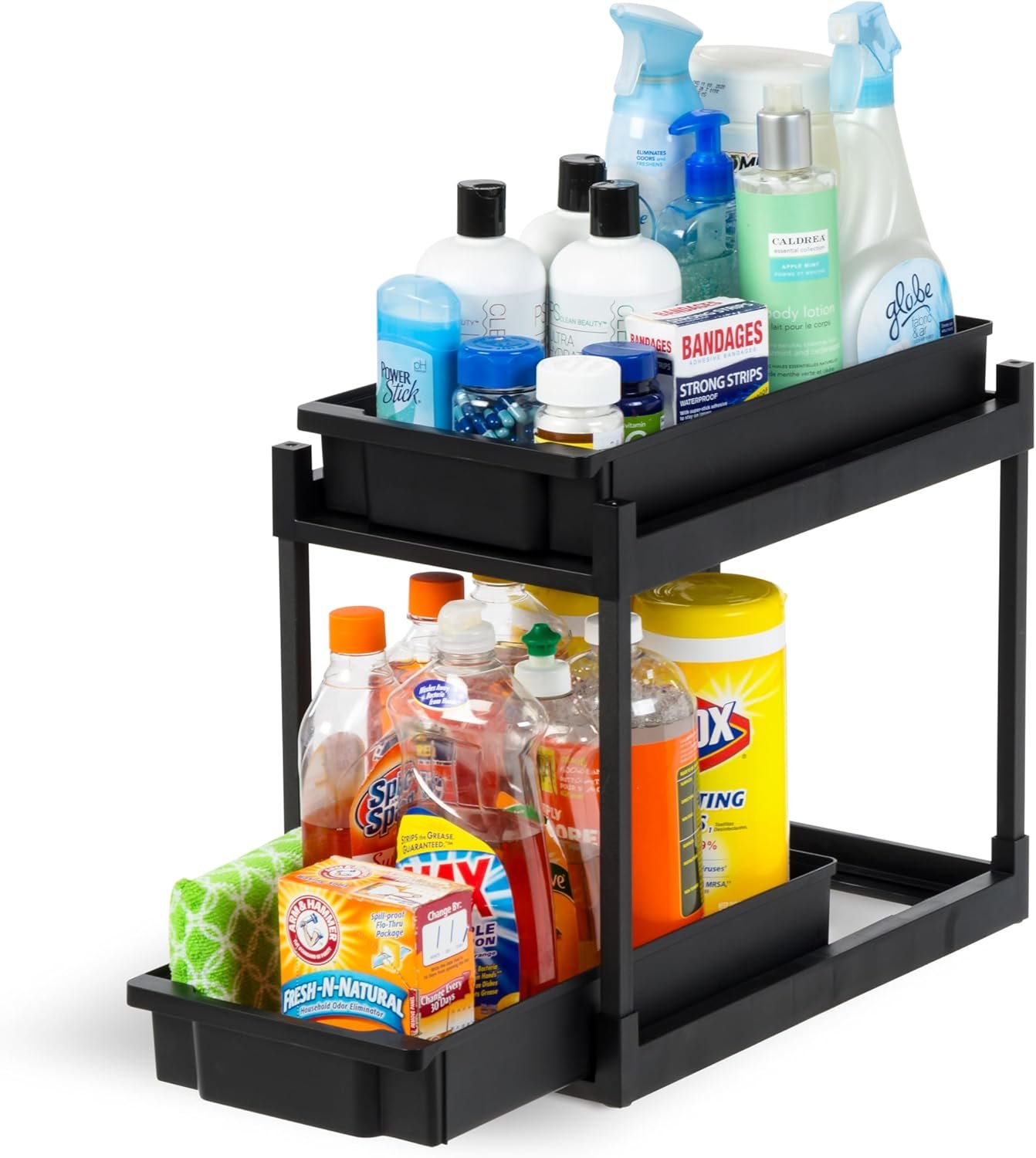 IRIS USA 2-Tier Under Sink Organizer, Storage with Sliding Drawers - Versatile Solution for Office, Kitchen or Bathroom - Black - Image 2