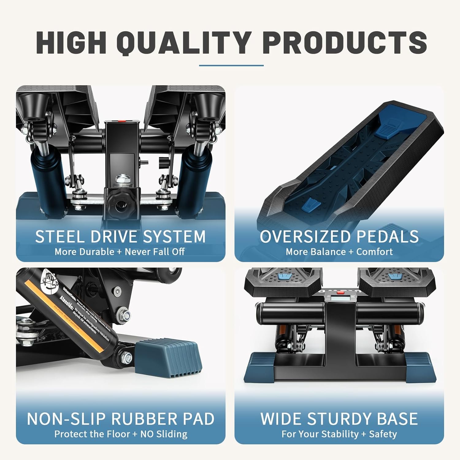 Steppers for Exercise at Home, Mini Stepper with Resistance Bands, Stair Stepper Machine with Max 350LBS Loading Capacity, Portable Home Exercise Equipment for Full Body Workout - Image 8