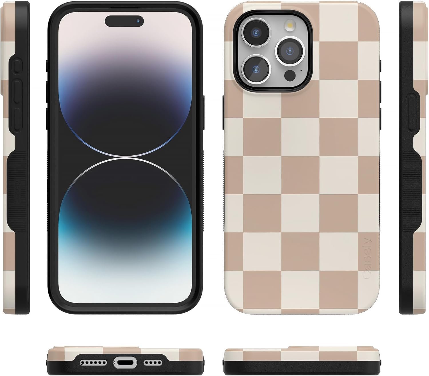 Casely iPhone 15 Pro Max Case | Fit Check | Neutral Checkerboard Checkered Case | Bold Protective Case | Compatible with MagSafe and Action Button - Image 6