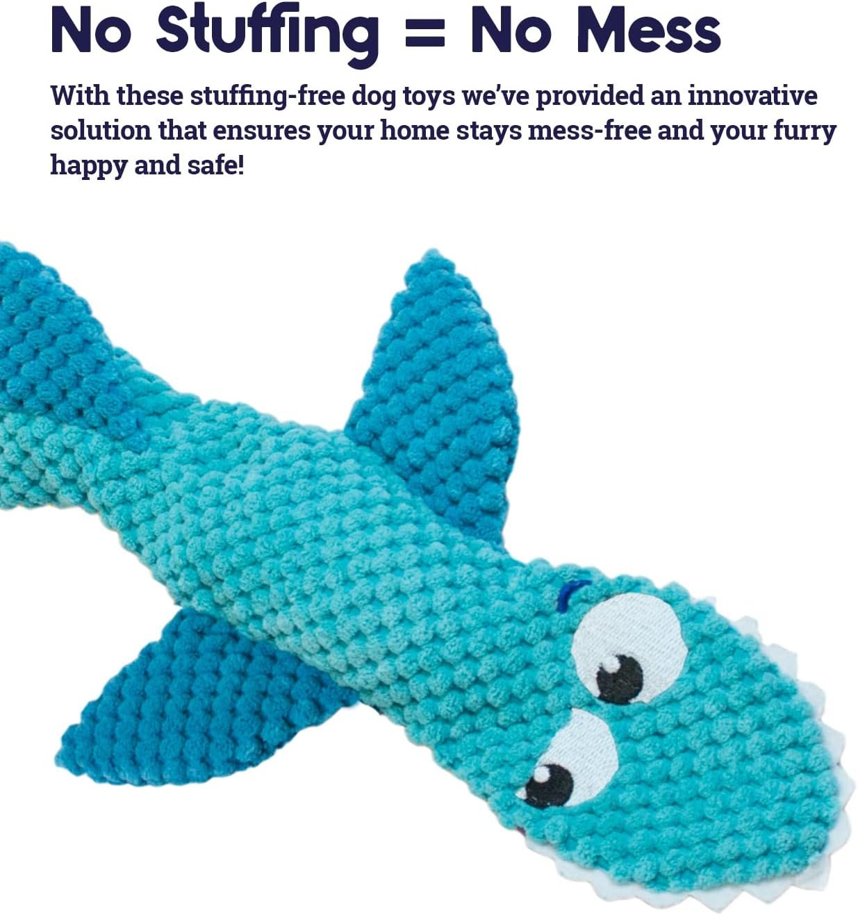 Petstages Stuffing-Free Floppy Shark Plush Dog Toy, Large - Image 5