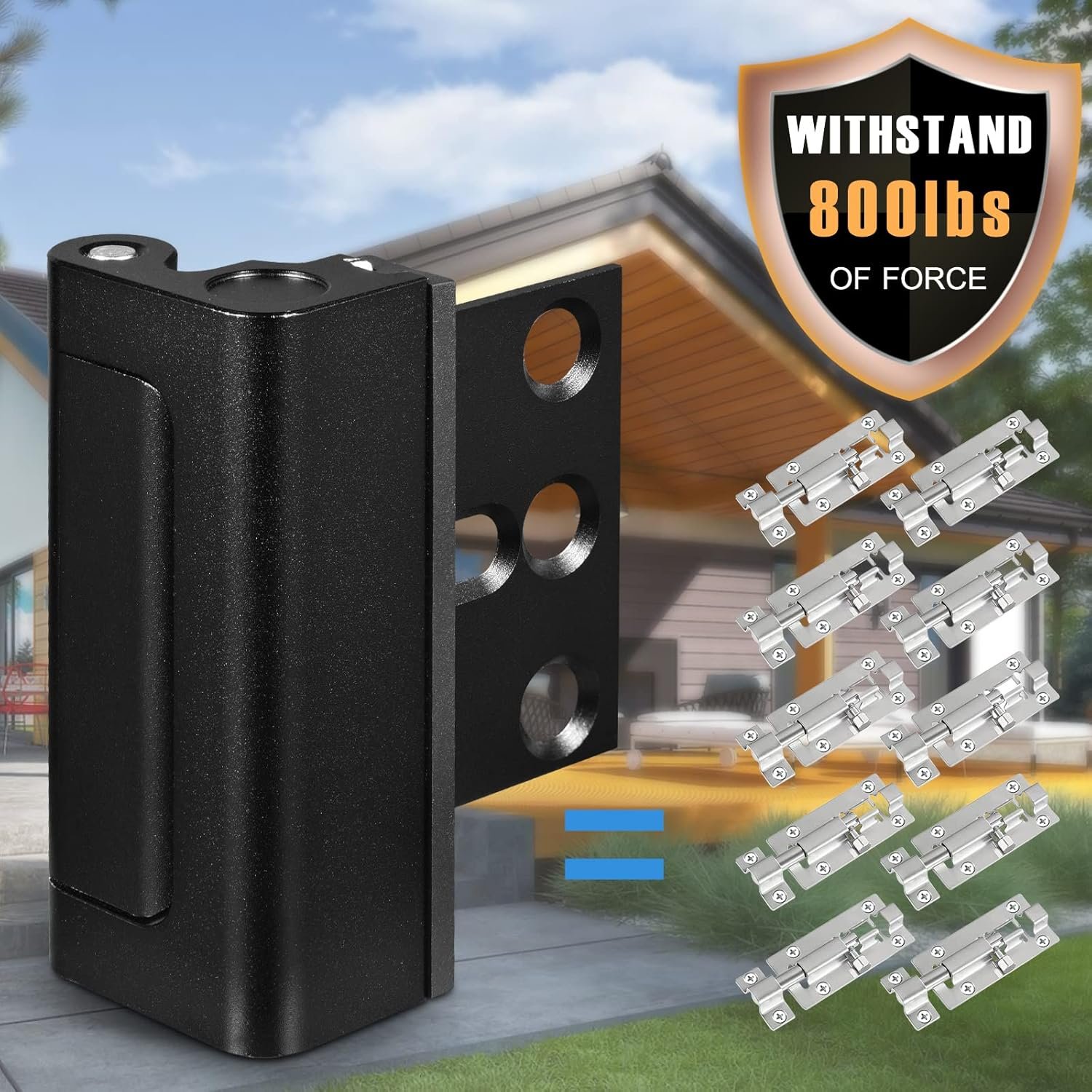 3Pack Home Security Door Reinforcement Lock, Childproof Safety Door Lock Latch Inside Stopper, Add High Security to Prevent Home Unauthorized Entry, Aluminum Construction Finish Black - Image 3