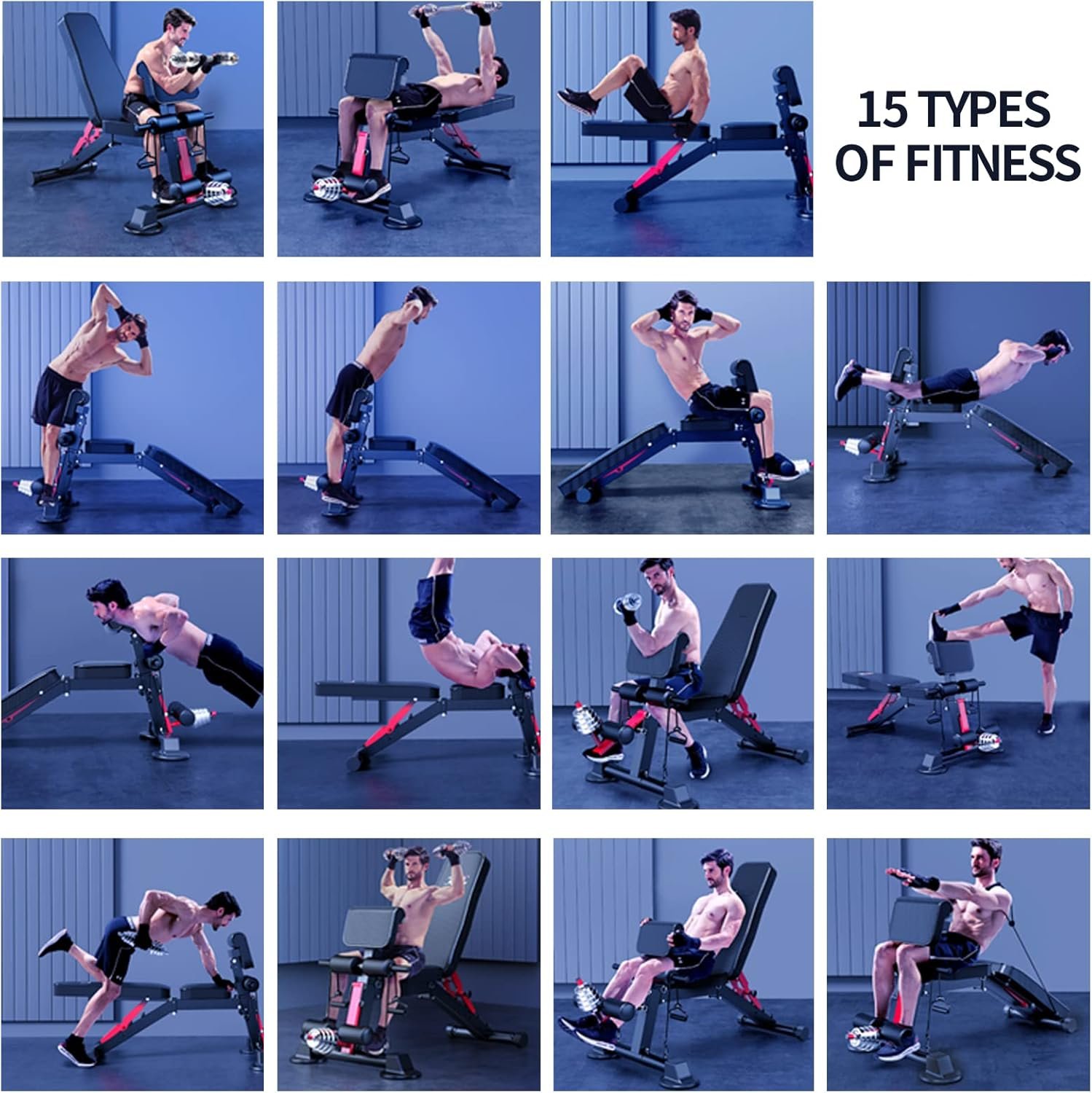 Adjustable Weight Bench - Utility weightBenches for Exercise, Free Installation Design for Portable Fitness Strength Training Equipment at Home Gym - Image 7