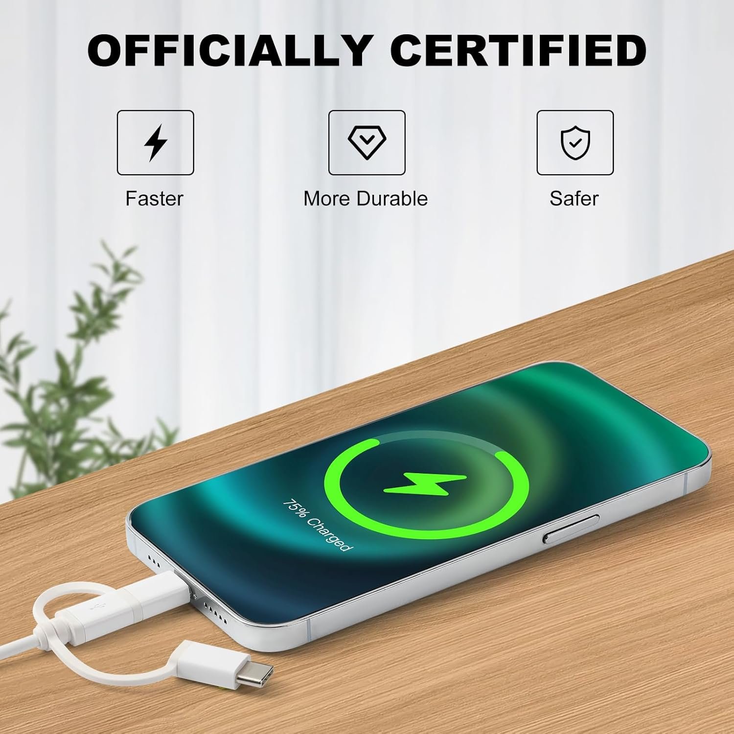 3 in 1 Charge & Sync Cable,for Phone 15/14,iPad, HTC,LG,Samsung Galaxy,Sony Xperia and More (2Pack,3.4ft) - Image 6