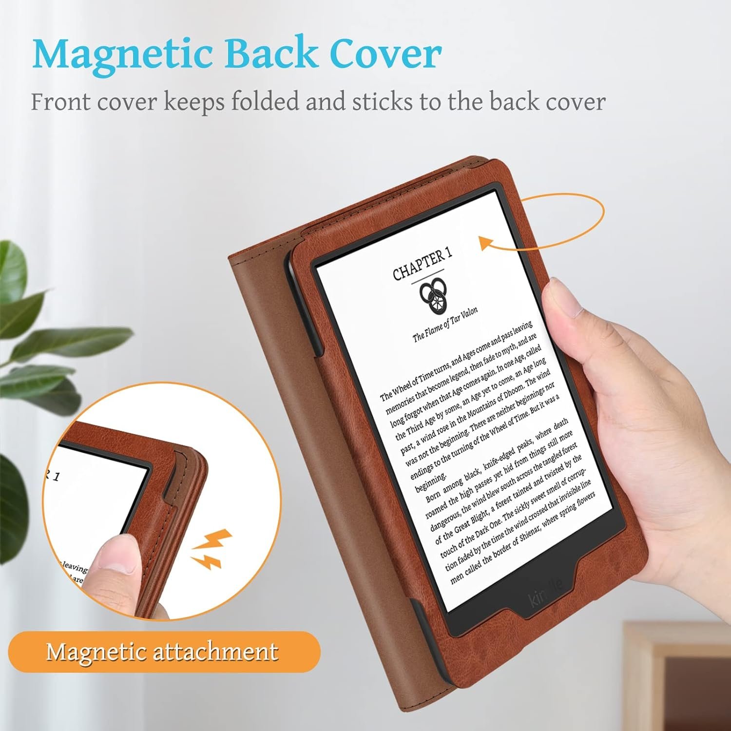 Fintie Stand Case for 6" All-New Kindle (11th Generation-2024/2022 Release) - PU Leather Cover with Auto Sleep/Wake Card Slot & Hand Strap for Kindle 2024/2022 11th Generation e-Reader, Vintage Brown - Image 8